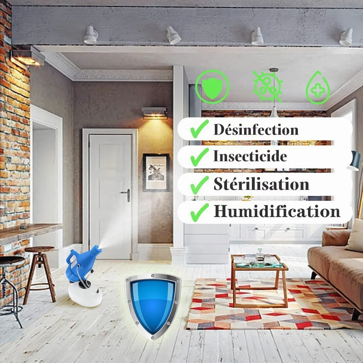 Pulvérisateur ULV 4.5L Portatif, 1400W | Atomiseur Désinfectant Électrique avec Portée 8-10m, pour Jardin Extérieur Hôtel Bureau & Maison