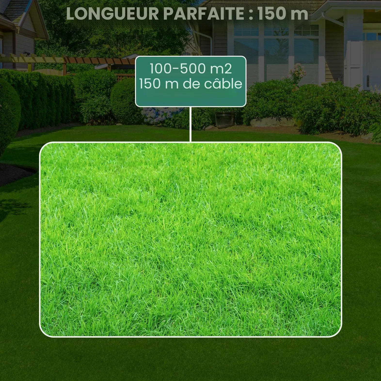 Câble de délimitation, 150 m, pour robot tondeuse - 200 piquets, 20 connecteurs de câble et 10 bornes de raccordement - Kit d'accessoires universels pour robot tondeuse