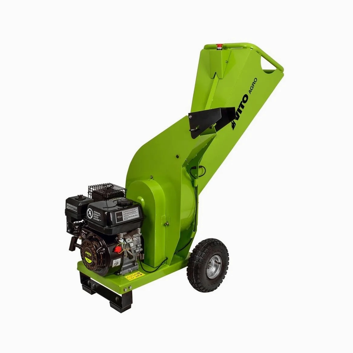 VITO - Broyeur de végétaux Thermique 7CV Coupe Branches Ø 70mm 2 Lames Moteur 4T 208Cm3 Roues gonflées Déplacement avec Poignées de déplacement