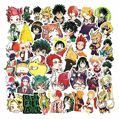 My Hero Academia Autocollants 50 pièces étanche pour valise skateboard ordinateur portable