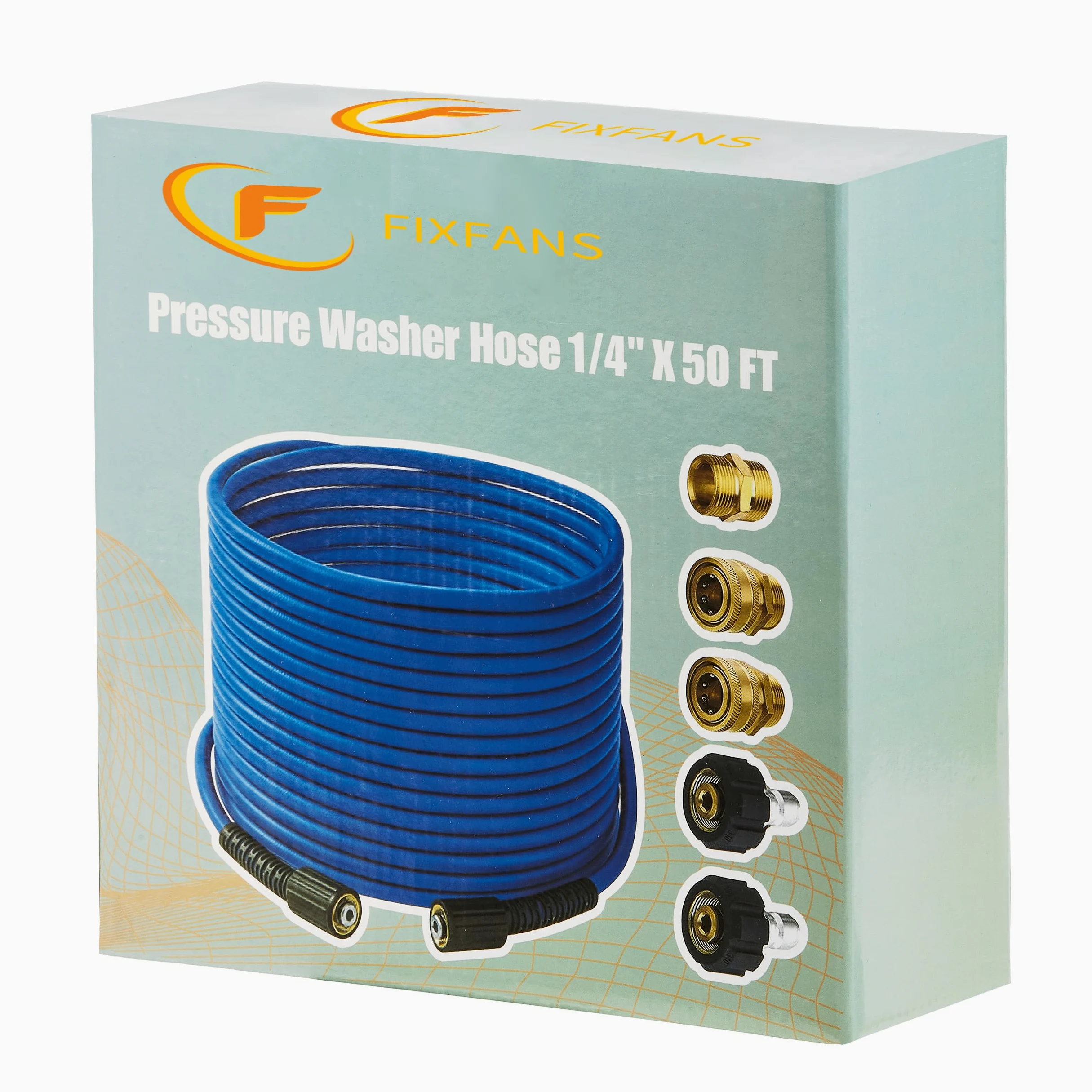 FIXFANS Tuyau d'extension de nettoyeur haute pression de 6,35 mm x 15,2 m – Tuyau haute pression de rechange résistant aux plis et à l'usure – Compatible avec les raccords M22 – 3600 PSI