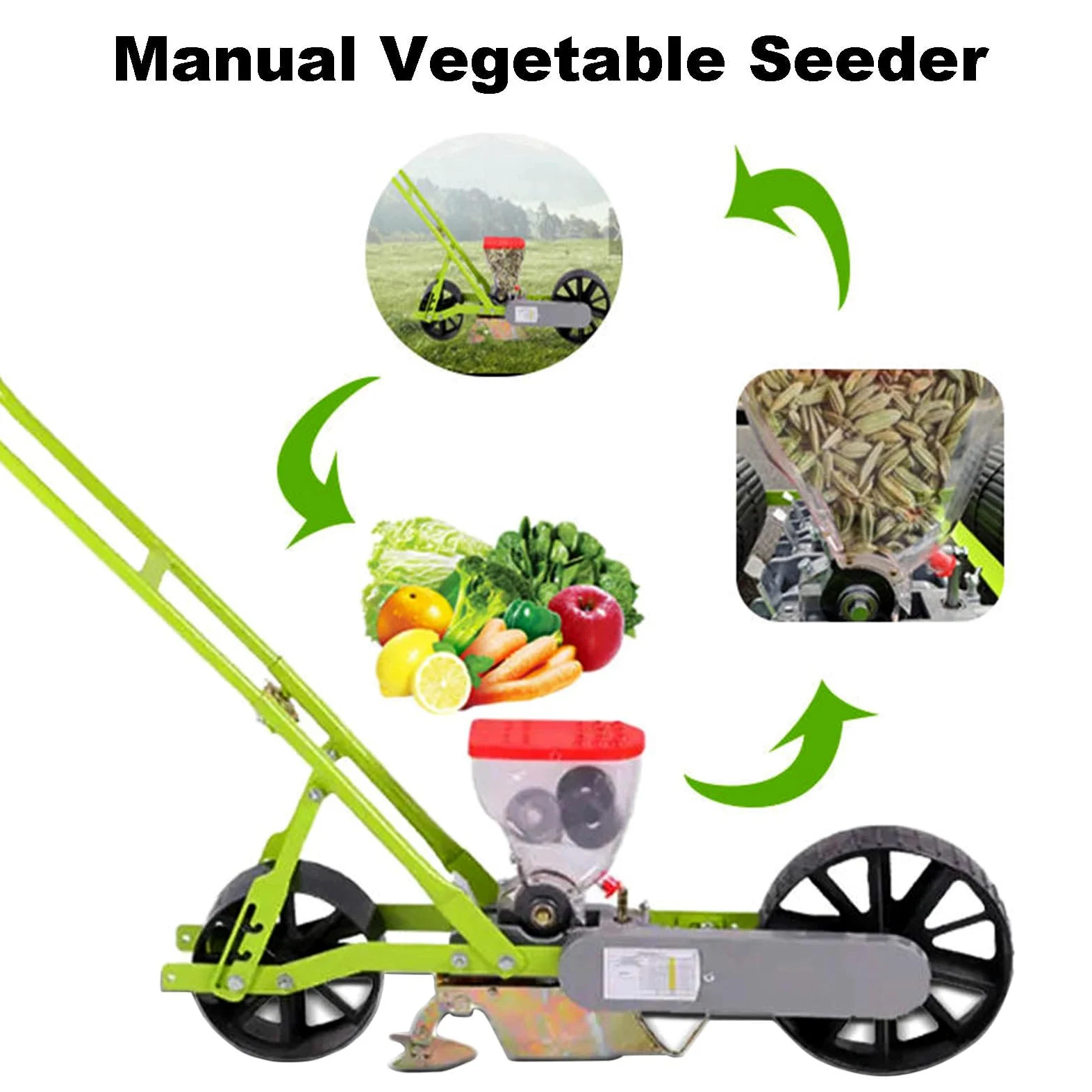 Épandeurs De Jardin À Poussée Manuelle, Planteuse De Cultures En Rangées - Profondeur De Semis 0-5cm /Espacement De Plantation 3-50cm /Espacement Des Rangs 6-12cm, Pour Graines De 2-10mm 1Row