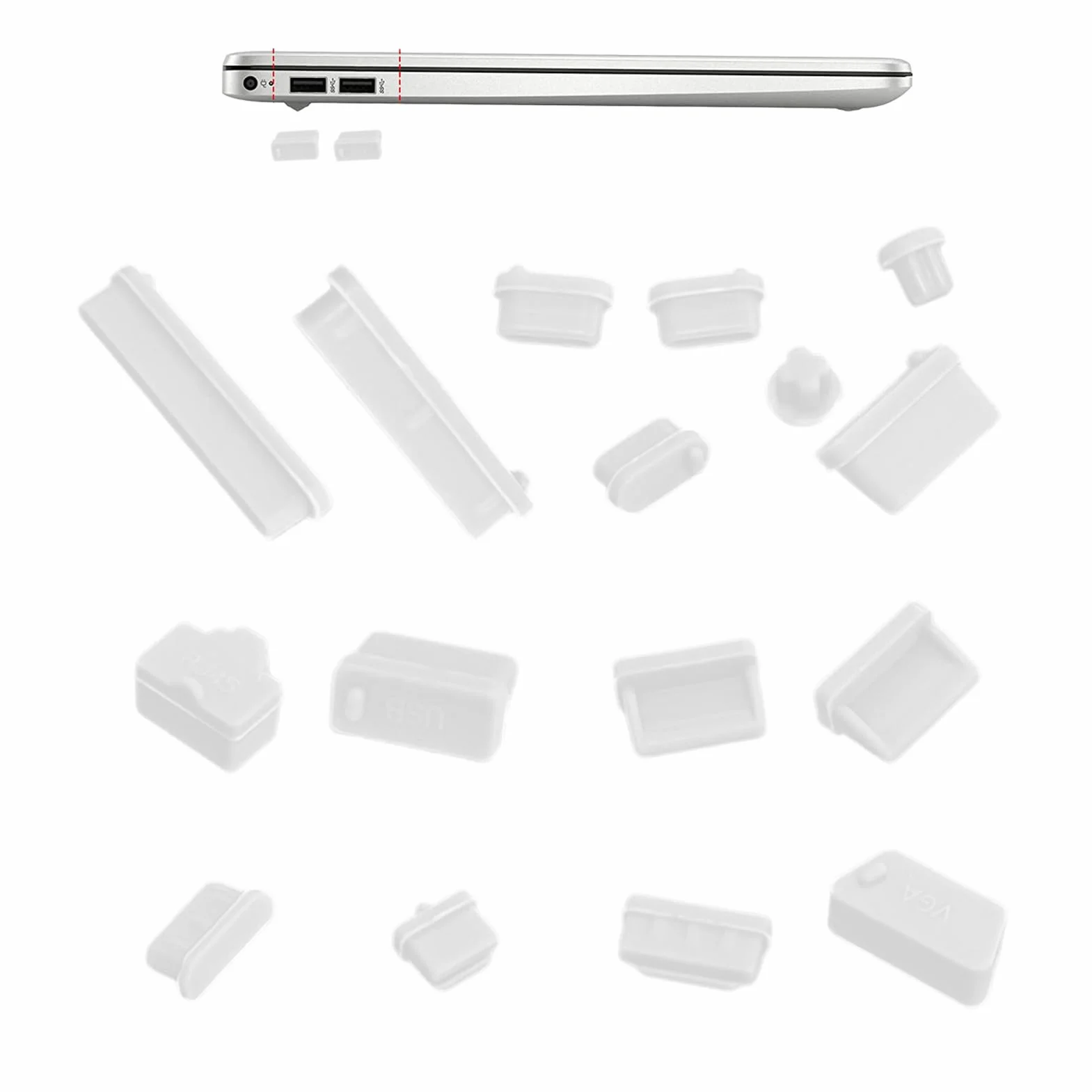 Bouchons Anti-poussière USB Silicone Souple pour PC de Bureau, Cache-Ports Ordinateur Portable