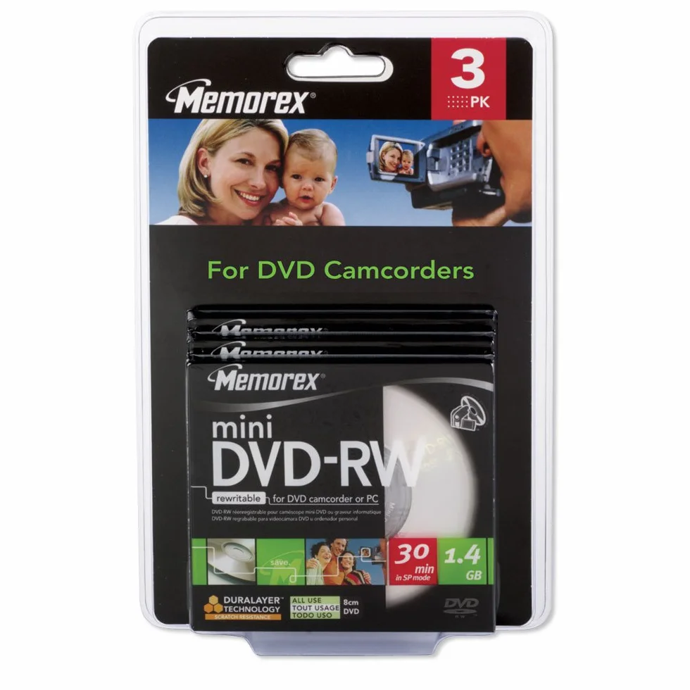 Memorex Mini DVD-RW Lot de 3, 1,4 Go, 30 Min
