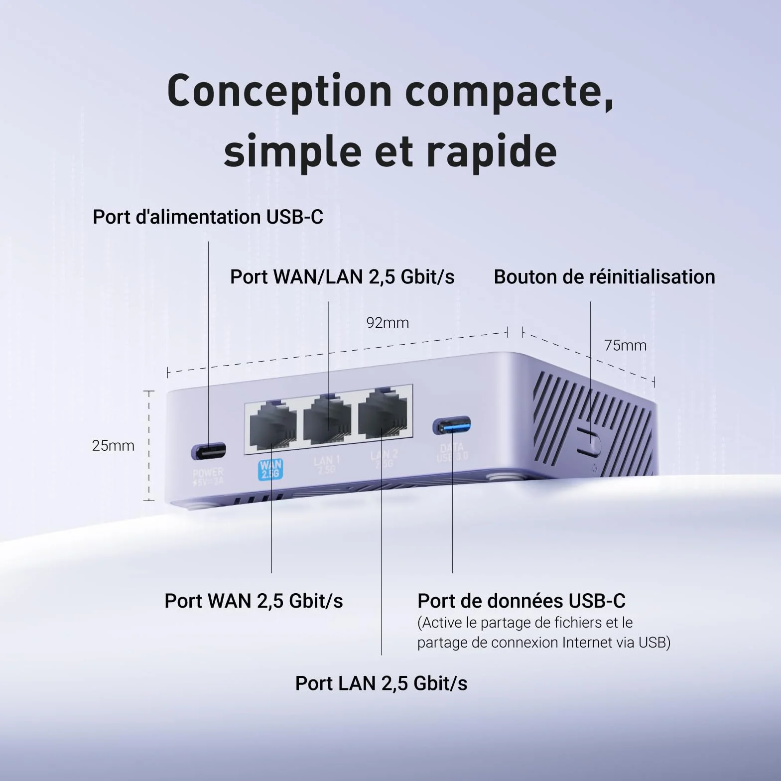 GL.iNet MT5000 Brume 3 Passerelle VPN Filaire Haute Vitesse 1100 Mbps 3×2.5G Multi-WAN Sécurité DPI OpenWrt