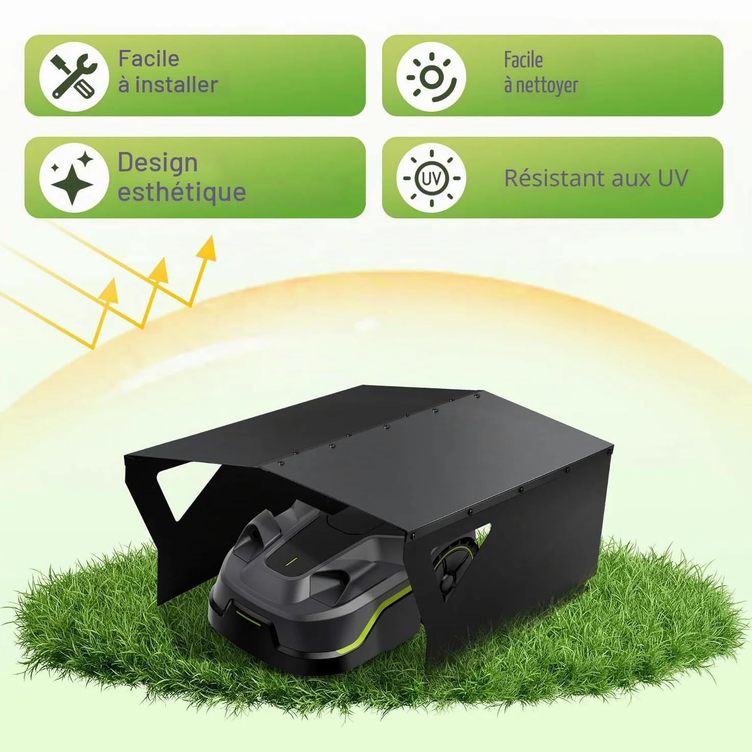 Garage pour robot-tondeuse, Garage pour robot-tondeuse en acier galvanisé, protection contre le vent et les intempéries pour robot-tondeuse, Protégez le robot-tondeuse des rayons UV, Toit pour