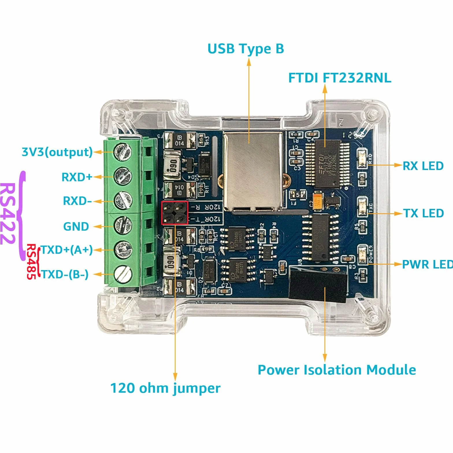 DSD TECH SH-U11F Convertisseur USB vers RS485 RS422 FTDI intégré