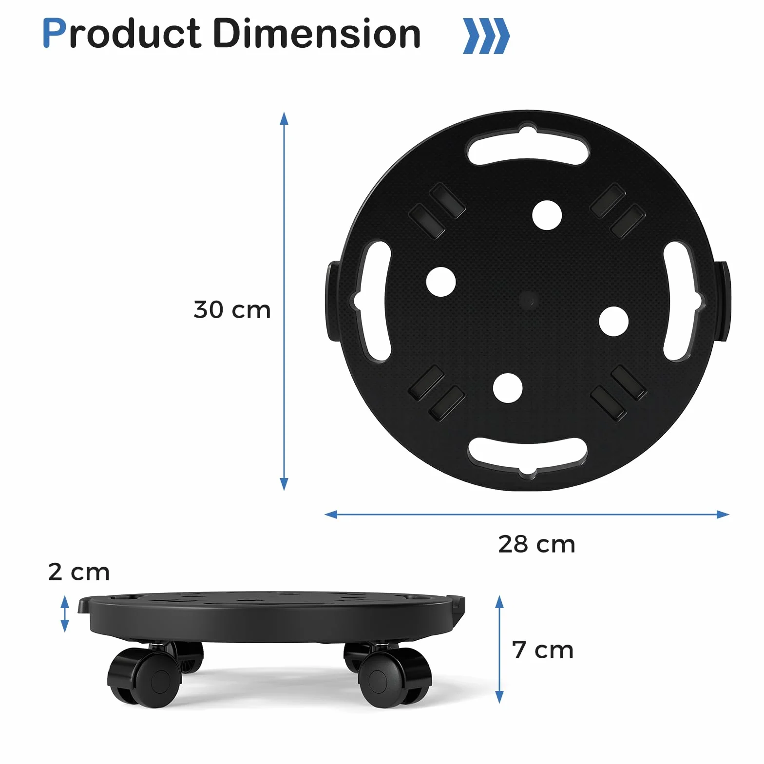 SOARS Porte Plante à roulettes 30 x 28 x 7 cm Charge Max 170 kg Chariot pour Intérieur Extérieur