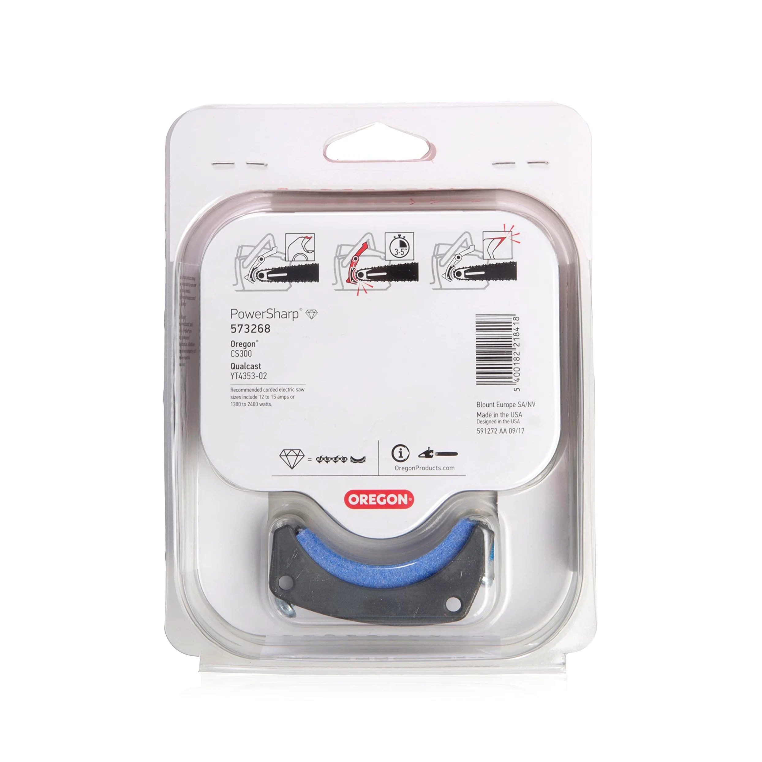 Oregon - Chaîne de Tronçonneuse PowerSharp CS300, Pas de 3/8", Jauge de 1,3 mm, 56 Maillons d'Entraînement pour Guide-Chaîne de 40 cm, Faible Rebond, Compatible avec Oregon CS300 et Qualcast YT4353-02