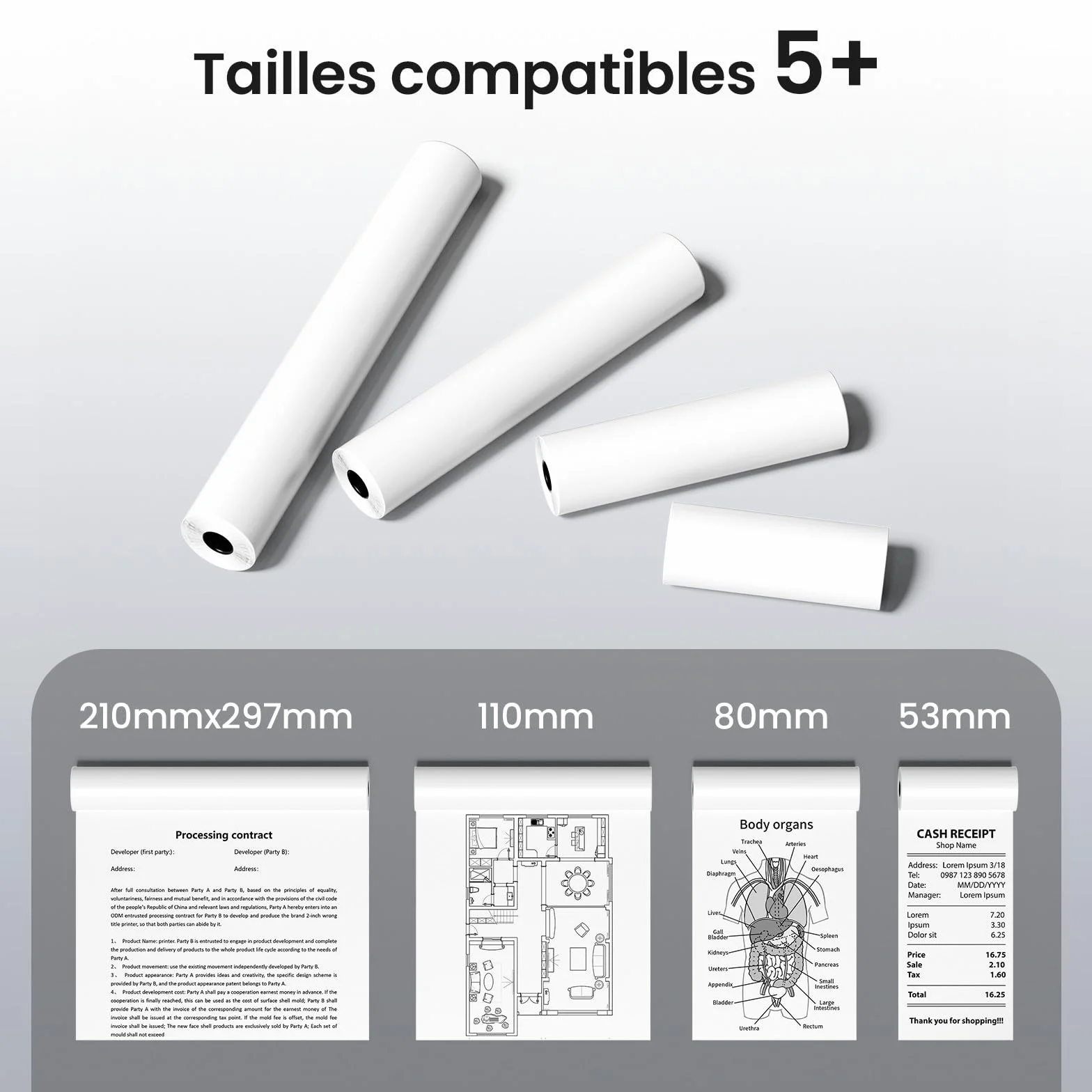 Itari M832 Imprimante Thermique A4 304dpi Portable avec 4 Rouleaux Papier