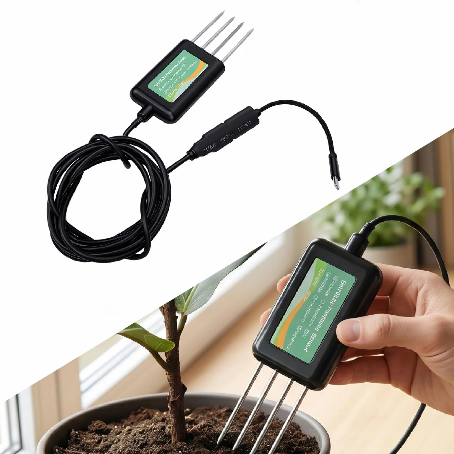 Asixxsix Humidimètre de Sol, Testeur de Sol étanche IP68, Analyseur de Portable, Température NPK EC, salinité, humidité, PH du, pour le Jardinage, L',les Plantes D'extérieur