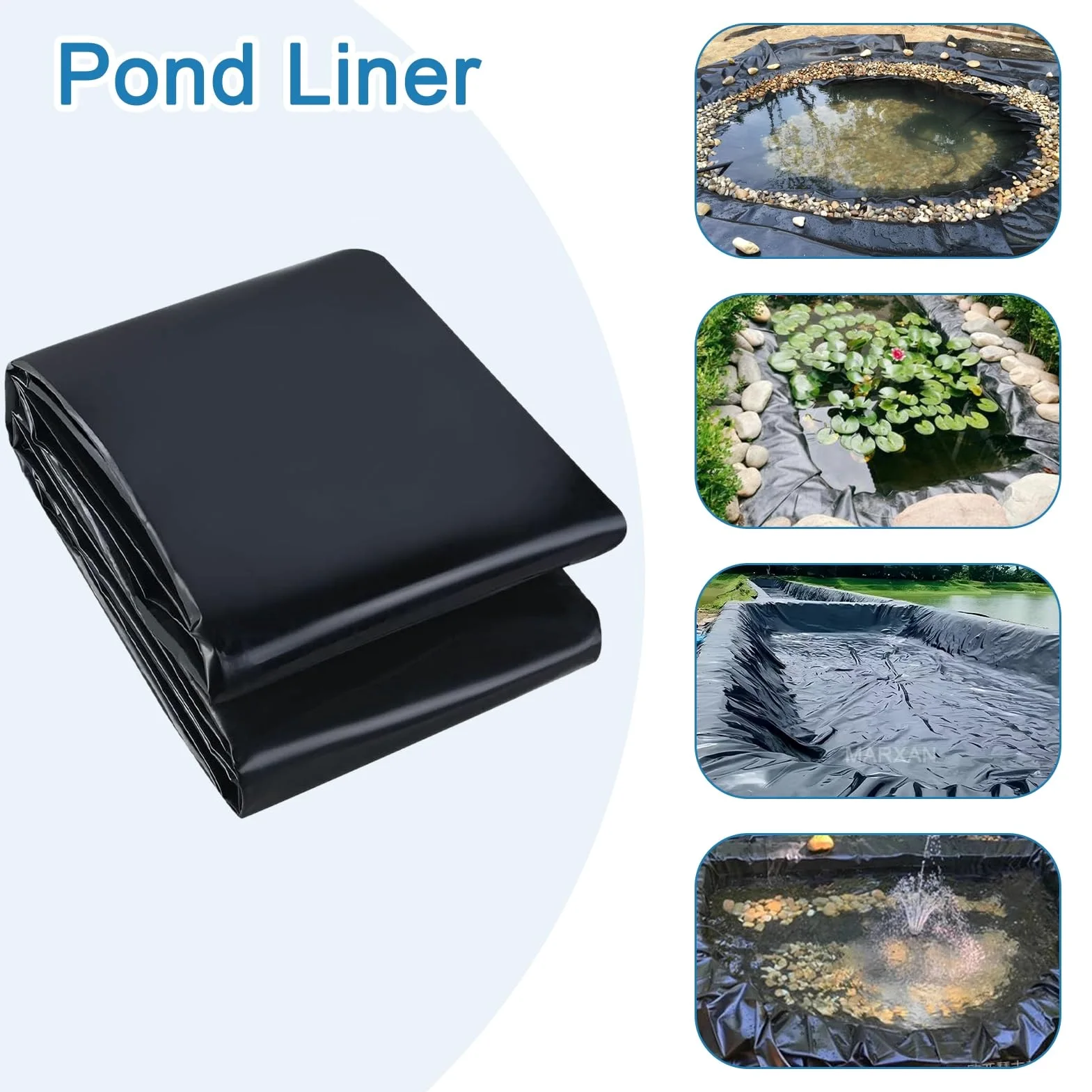 Bâche pliable durable et imperméable pour étangs à poissons extérieurs, cascades, lacs artificiels