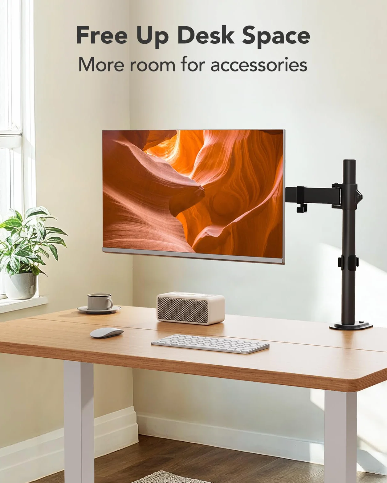 HUANUO Support de Moniteur 13-32 Pouces, Bras Articulé avec Réglage Hauteur, Inclinaison, Pivotement, Rotation, VESA 75/100 mm