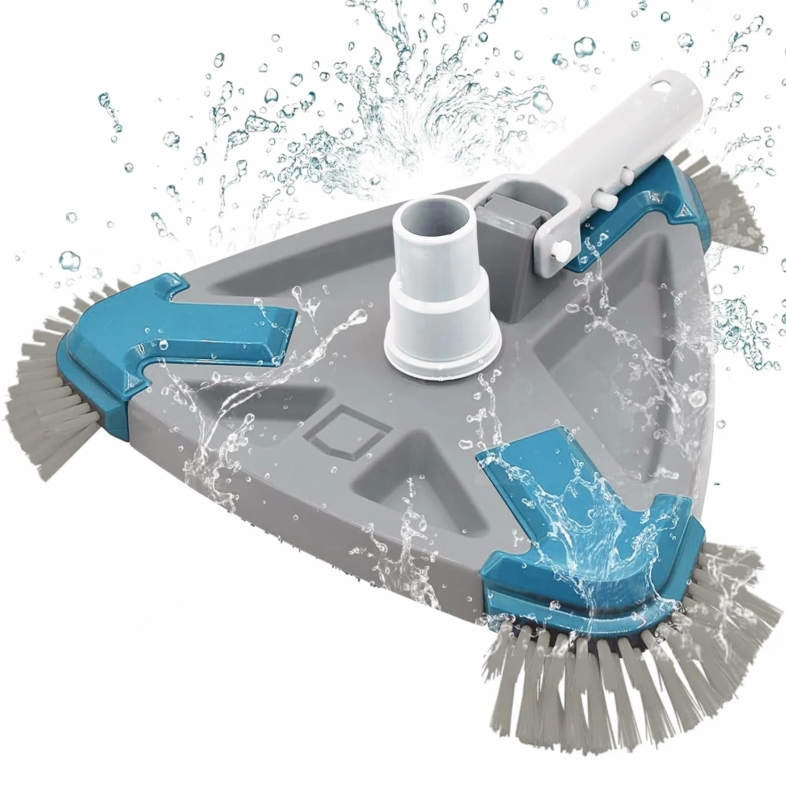 Tête d'aspirateur de Piscine Triangulaire lestée avec Brosse de Fond et latérale, poignée EZ Clip