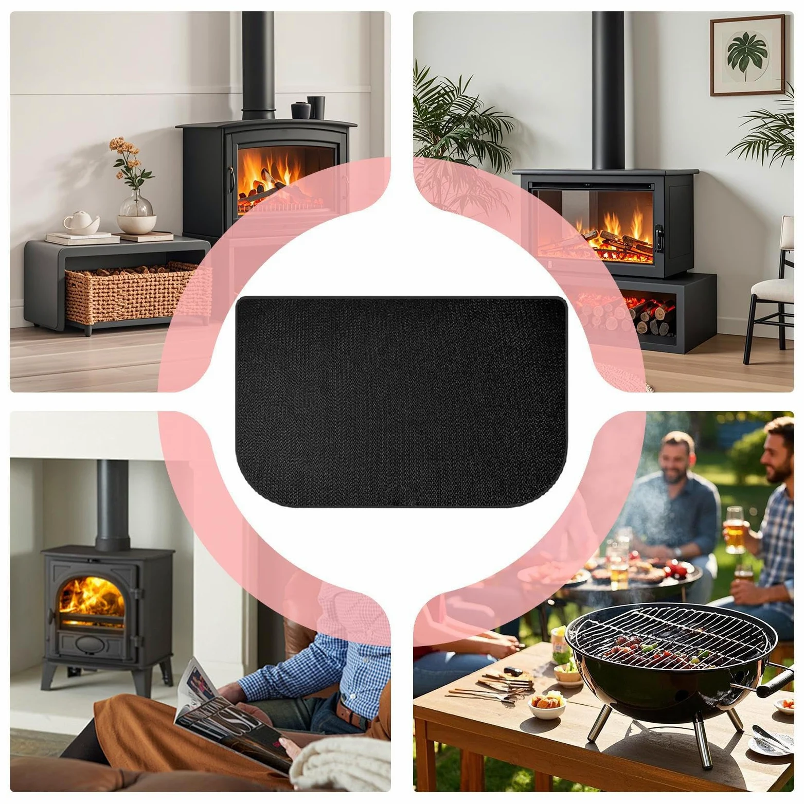 Tapis De Cheminée Ignifuge, Incombustible, Résistant À La Chaleur | Tapis pour Poêle à Bois et Protecteur de Foyer pour Maison Appartement Salle de Classe Salon Camping Barbecue Feu de Camp