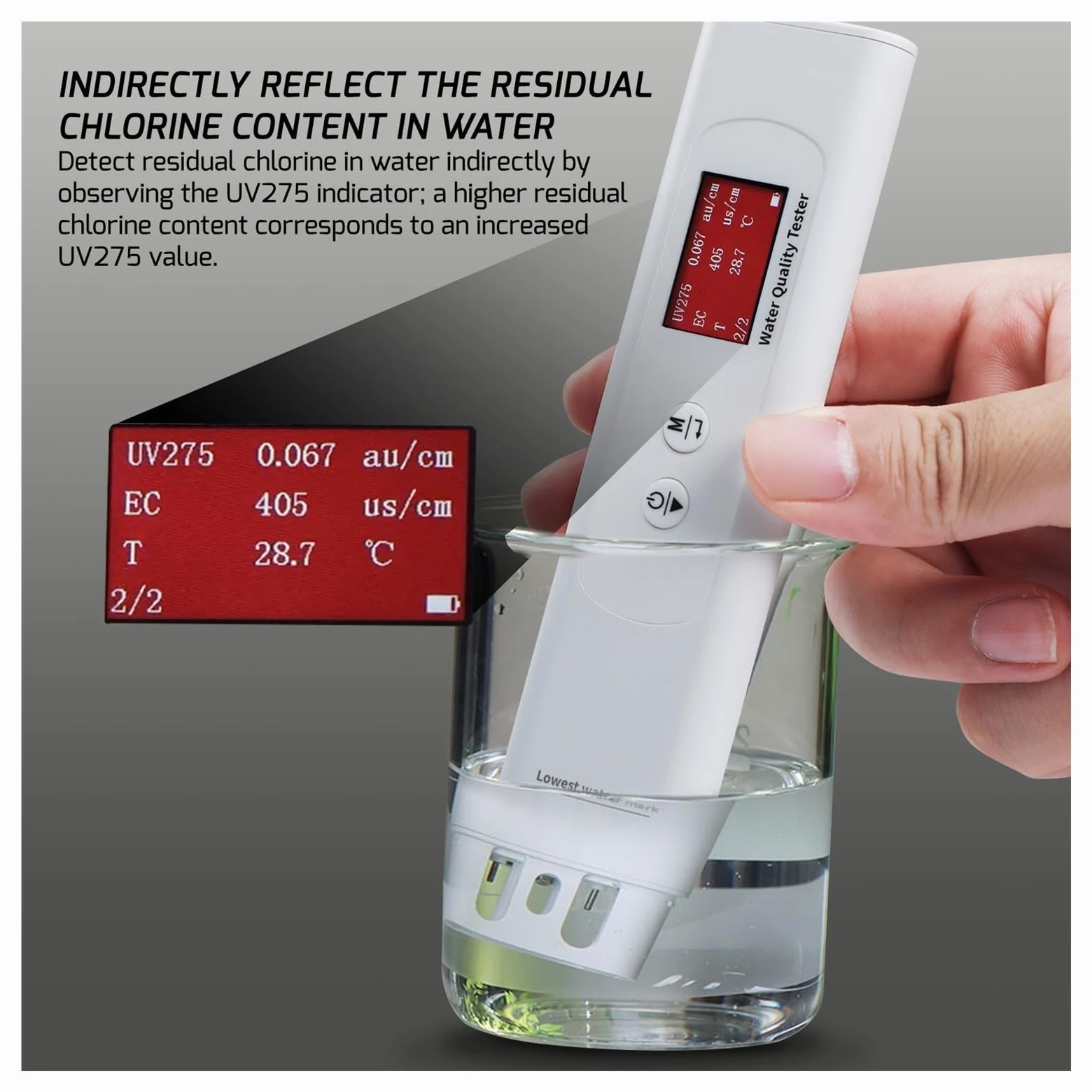 Testeur numérique de qualité de l'eau, 6 en 1, TDS, TOC, UV275, EC, DCO