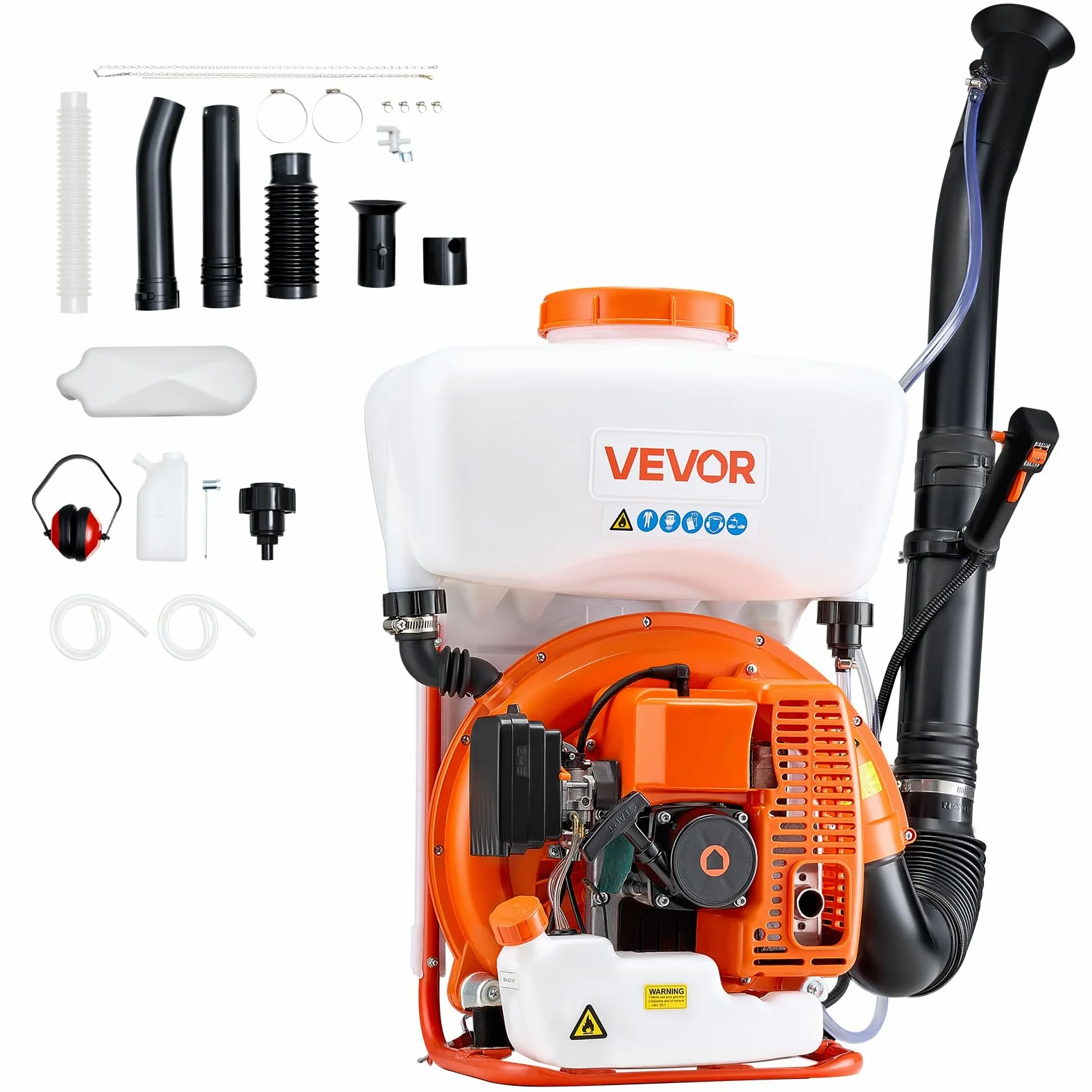 VEVOR Pulvérisateur à Dos Thermique, Moteur 63 CC 2,1 KW, Brumisateur à Dos à Essence avec Réservoir 16 L, Système Pulvérisation Poudre et Liquide, pour Entretien Cultures de Jardinage, Agriculture