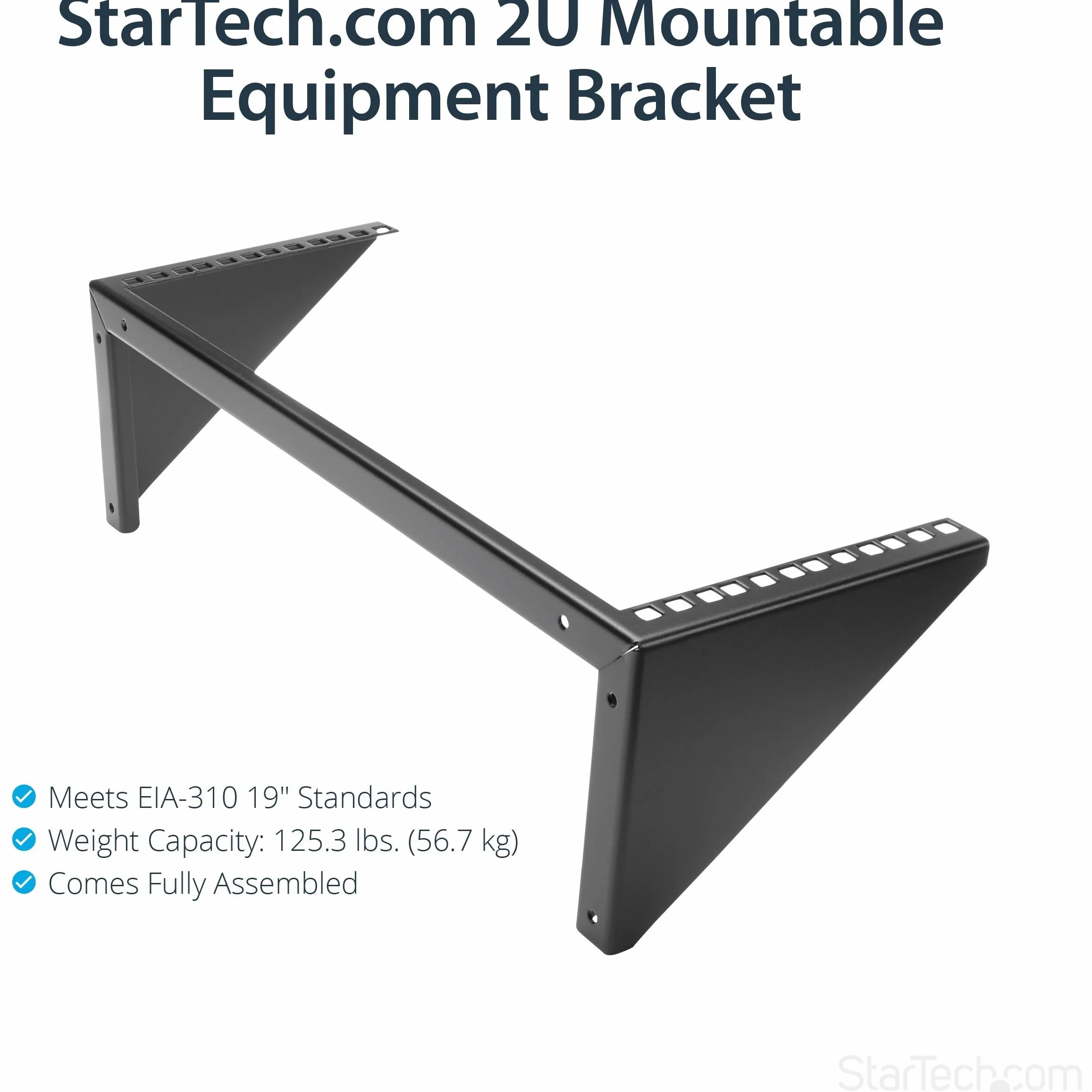 StarTech.com Rack Vertical 4U Montage Mural 19" Acier pour Panneaux Réseau Serveur Patch Capacité 56kg Noir RK419WALLV