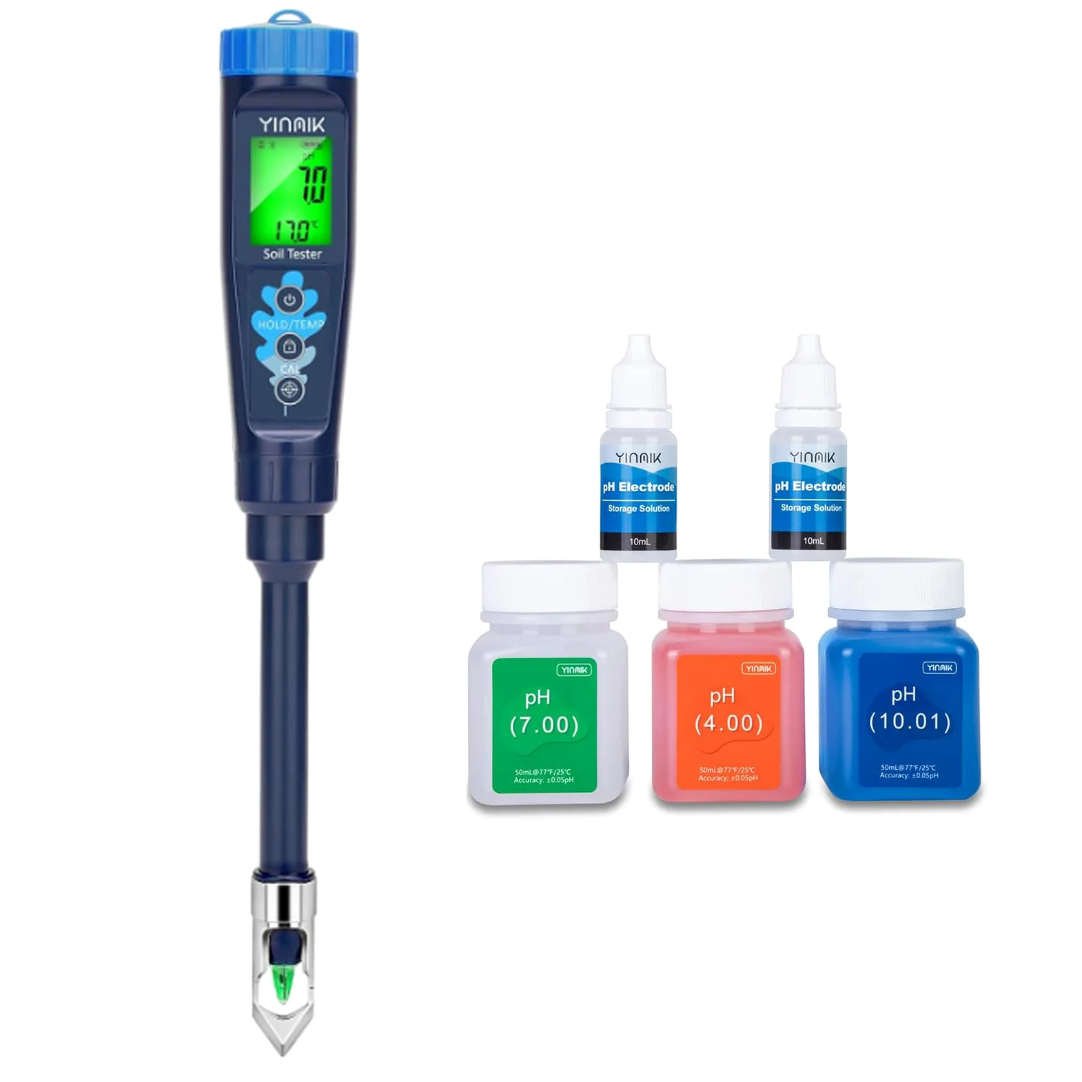 YINMIK pH Mètre de Sol Électronique, Testeur pH de la Terre pour Alimentaire, Eau, Mesurer Le pH des Plantes, Jardin, Fermes, Cours, Pâte Fermentée, Piscine, Aquarium, Brassage
