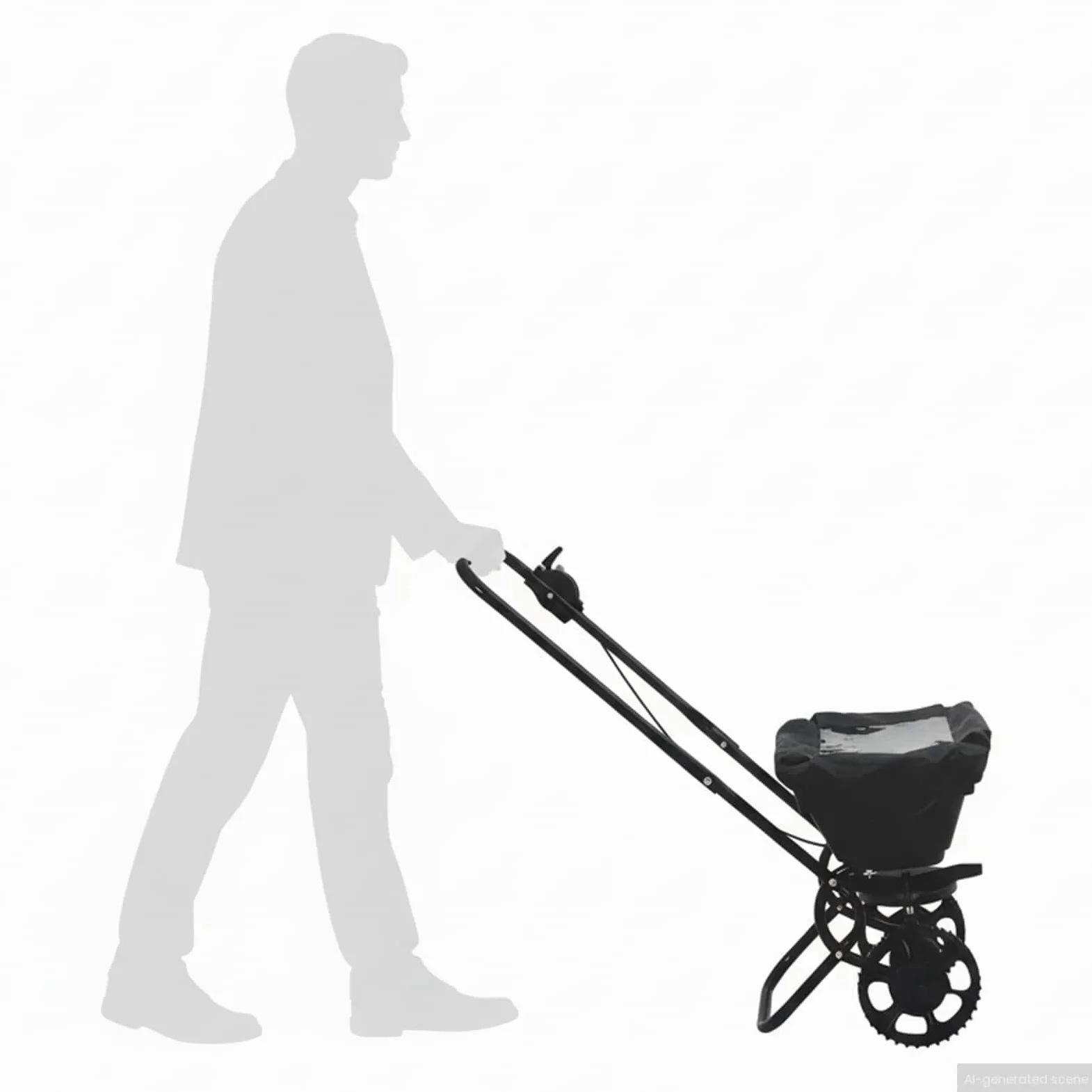 Épandeur Noir 82 x 46 x 75 cm PVC et Acier pour Jardinage extérieur, Distribution régulière de semences, Engrais, fertilisants, pelouse, terreau, Pratique et Robuste