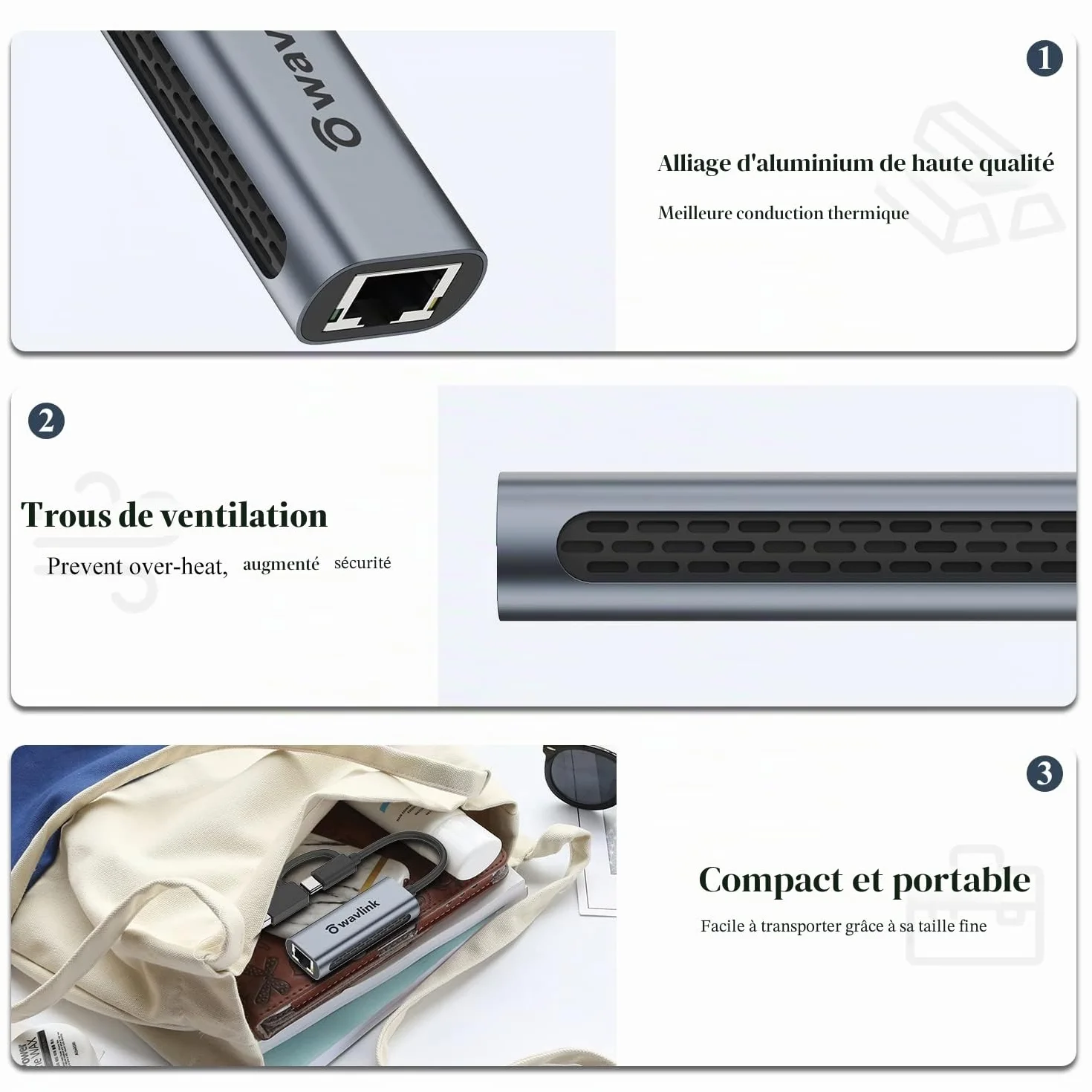 WAVLINK Adaptateur USB vers Ethernet 2.5G 2500Mbps Thunderbolt 3 USB C RJ45