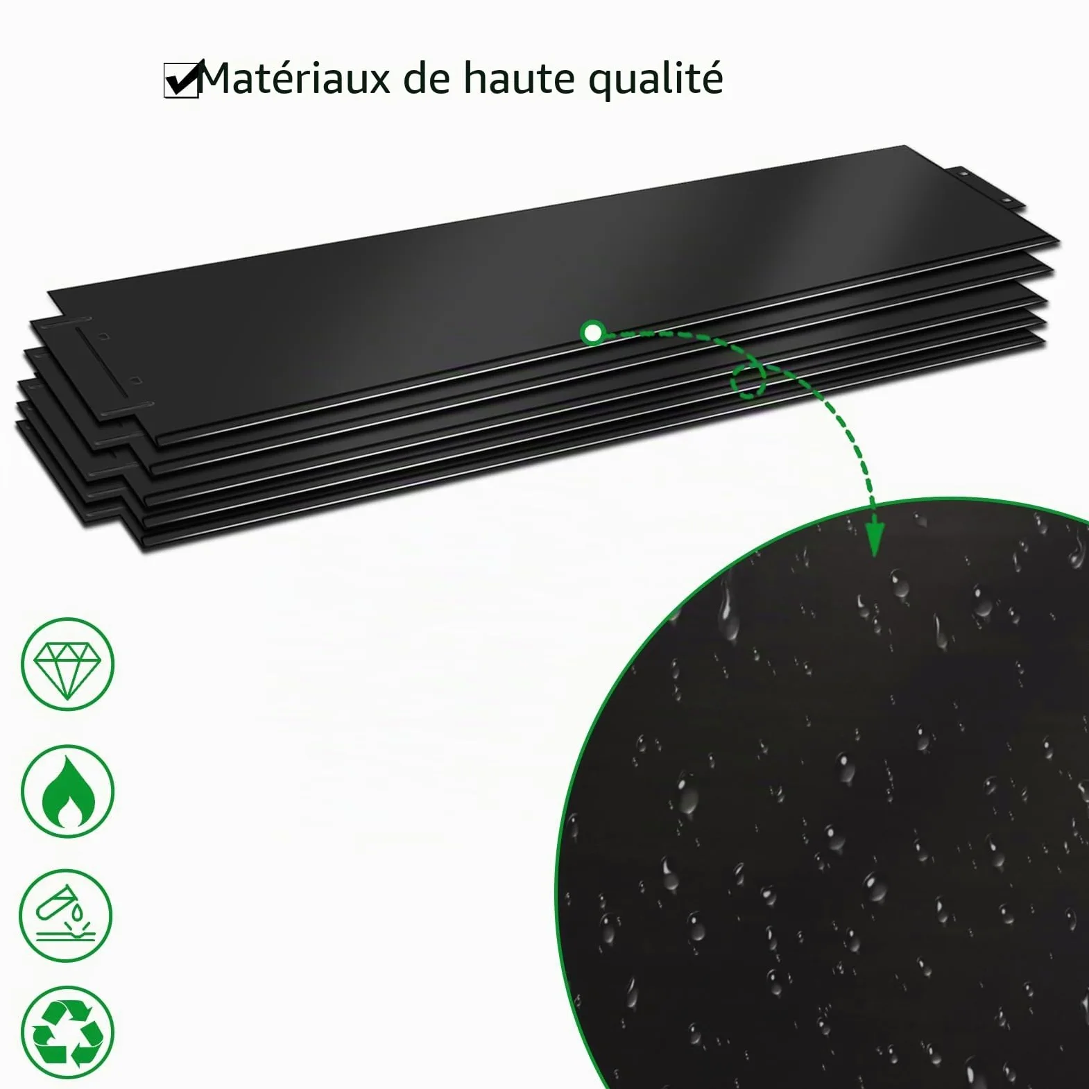 HENGMEI 15 m de bordure de pelouse en métal flexible - Hauteur 100 x 15 cm - Enveloppe de parterre - 15 pièces - Noir