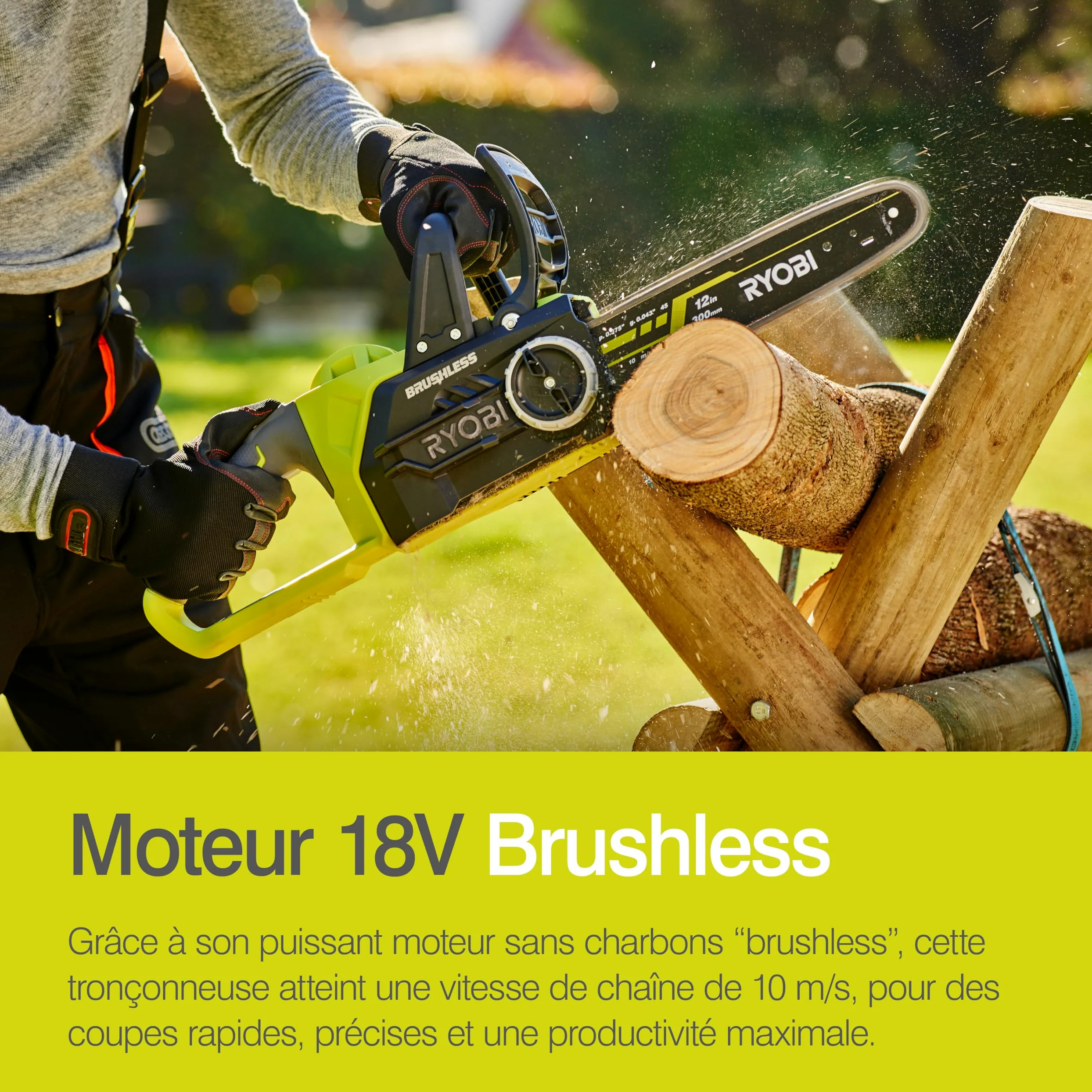 RYOBI - Tronçonneuse 18 Volts ONE+™ - guide 30 cm (sans batterie) - OCS1830