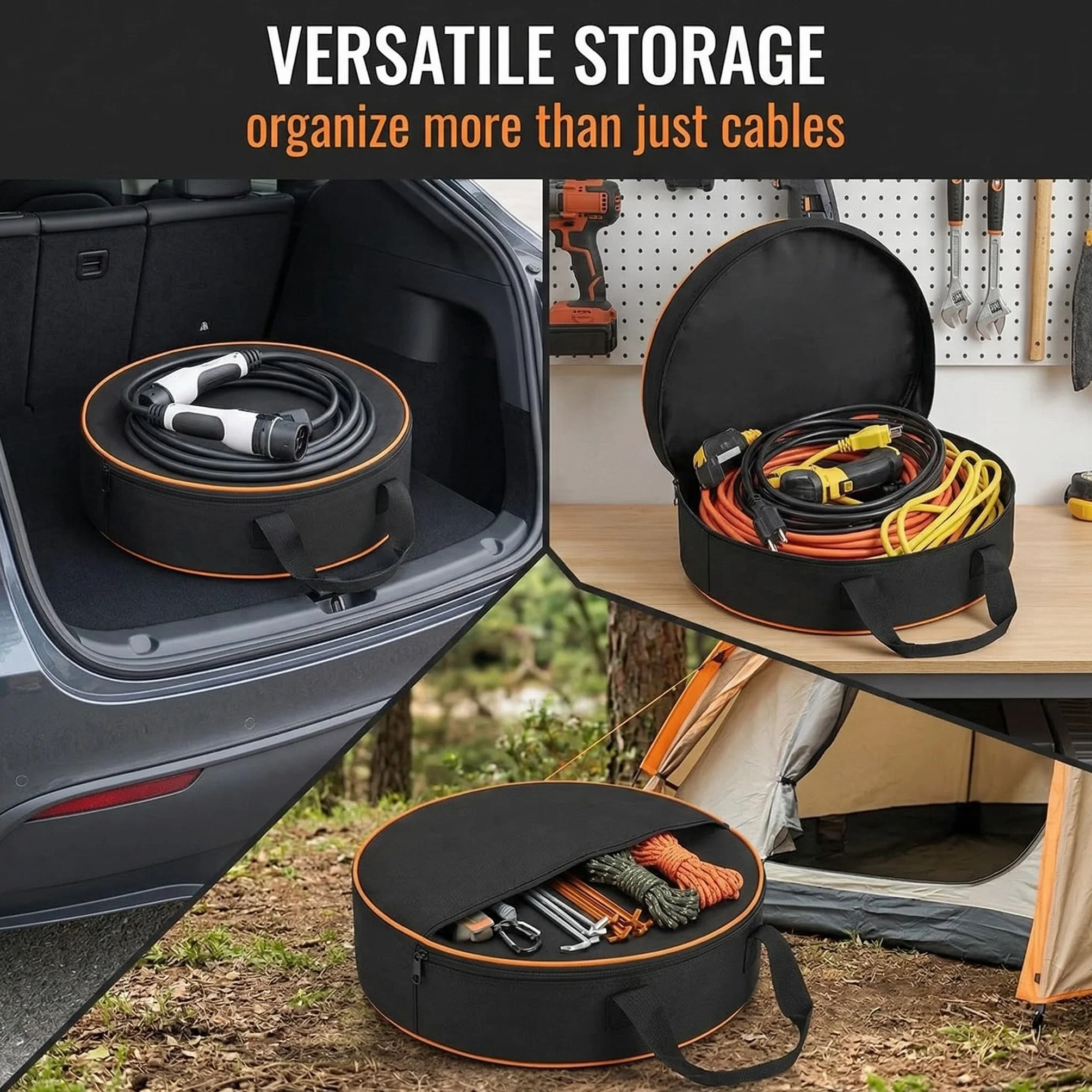 Sac de Transport pour Câble de Charge Voiture Électrique Type 2 Type 1 Organisateur