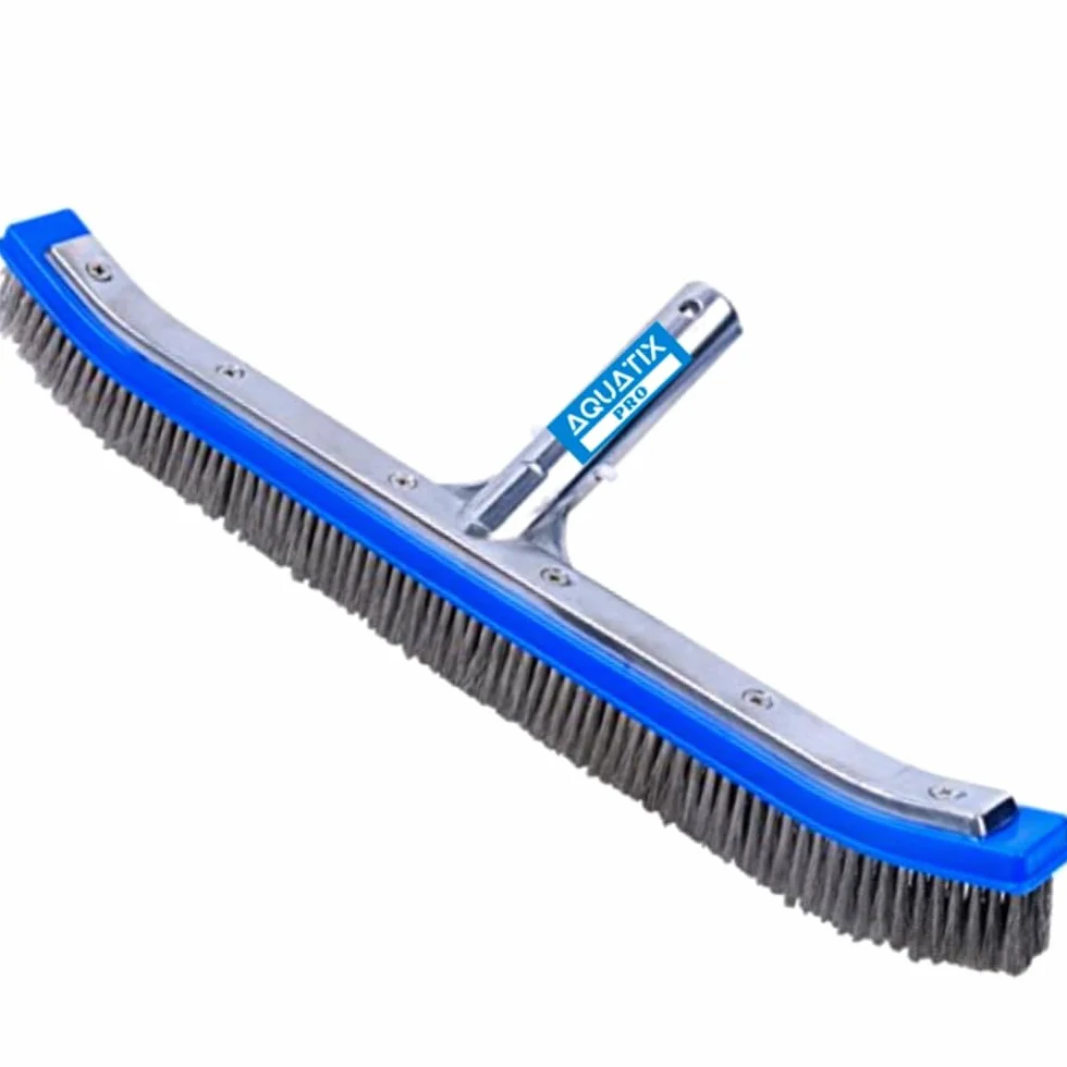 AquatiX Pro Brosse de Piscine 45,7 cm Aluminium Acier Inoxydable EZ Clips