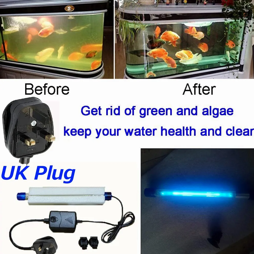 Stérilisateur à lumière UV pour aquarium,Lumière UV,Pour nettoyer les algues vertes,Maison pour chien,Stérilisateur UV,Pour filtre de carter, bassin, piscine,Stérilisation (13 W,33 cm de longueur)