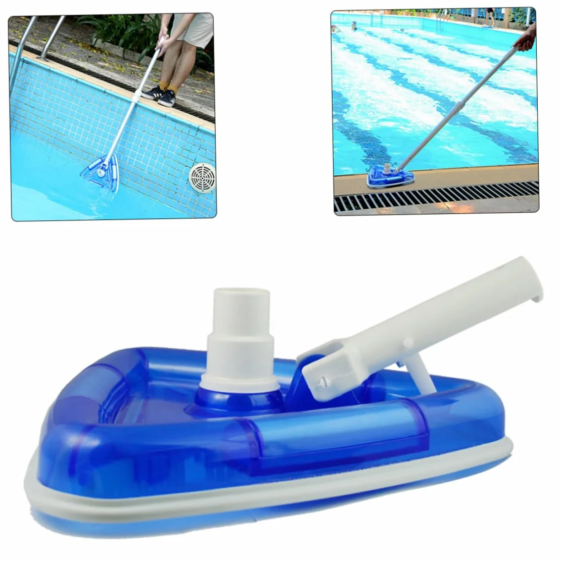 Aspirateur Balai Piscine Brosse Aspirante Triangulaire Transparent avec Interface Rotative