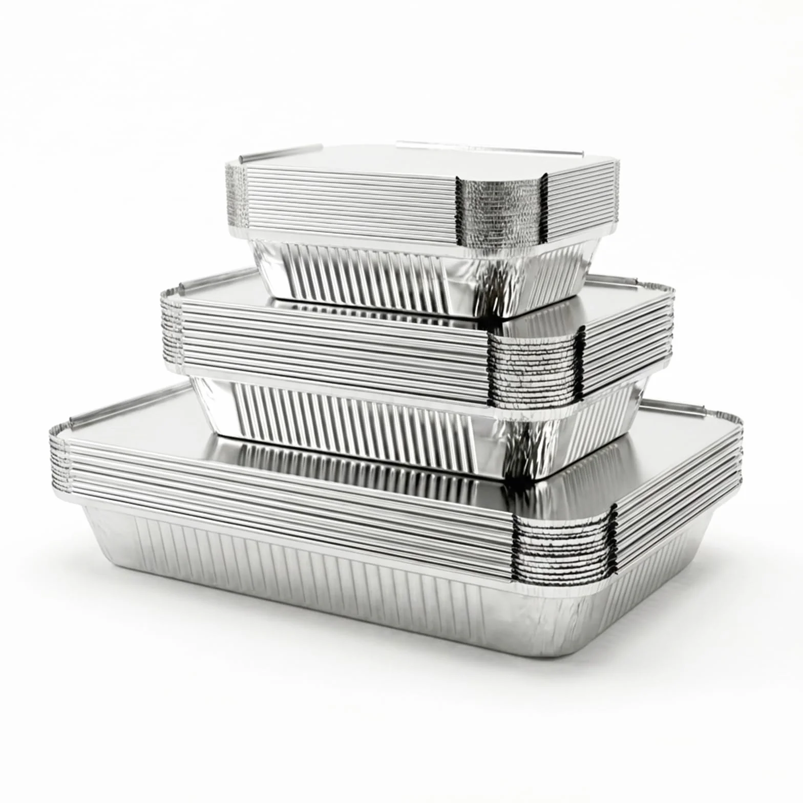 Barquette Aluminium avec Couvercle 36 Pièces 1900ml/650ml/410ml Plat Jetable Barbecue