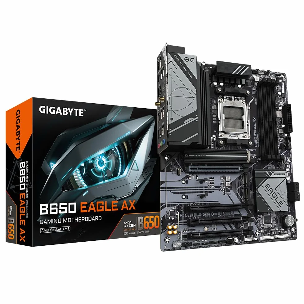 GIGABYTE B650 Eagle AX Carte mère AMD Ryzen série 9000 VRM 12+2+2 Phases DDR5 7600 MHz PCIe 5.0 M.2 WiFi 6E