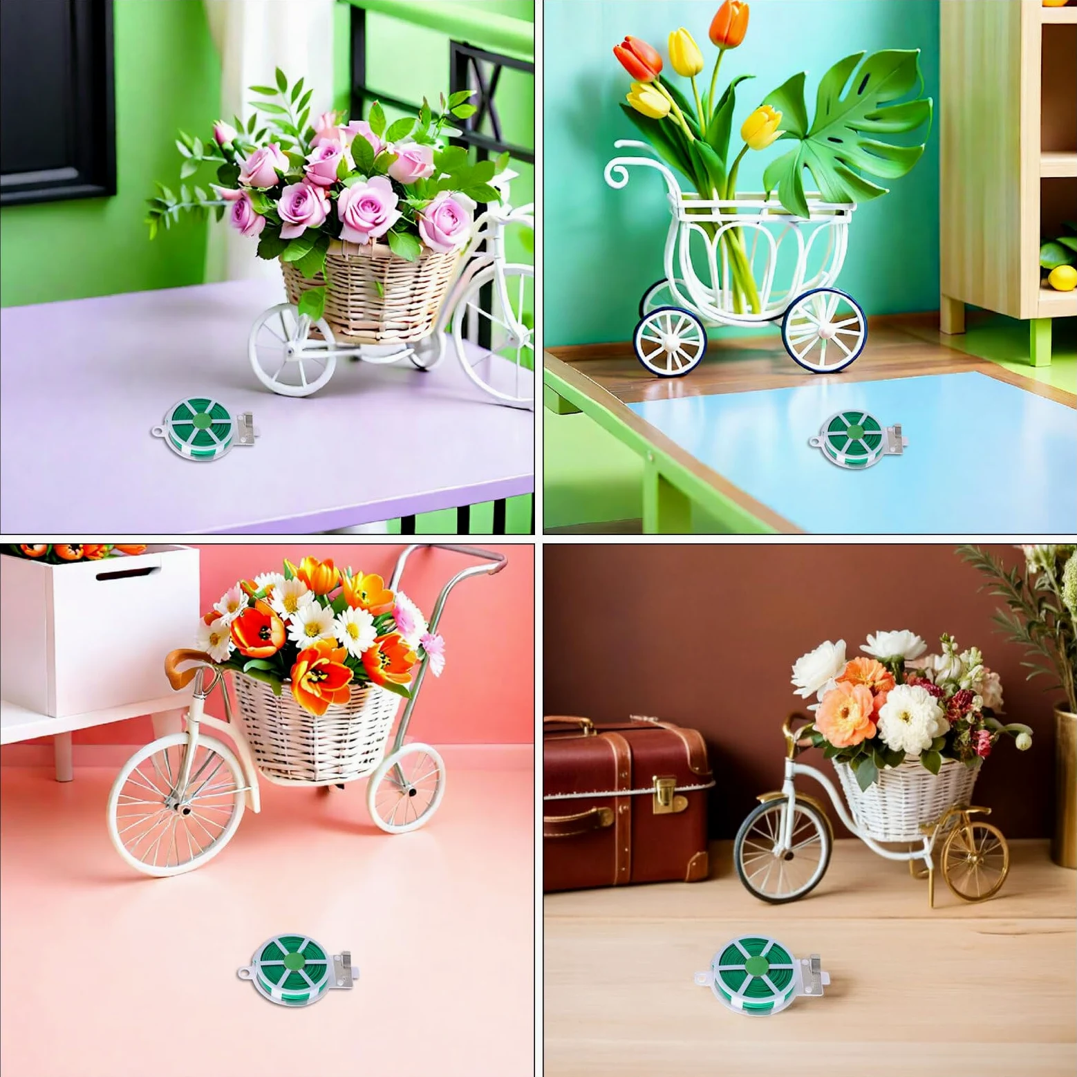 Homoyoyo 12 Rouleaux de Liens de Jardinage pour Plantes Recouverts de Plastique Attache Flexible pour Plantes Grimpantes D'intérieur et D'extérieur, Fixation sans Dommage
