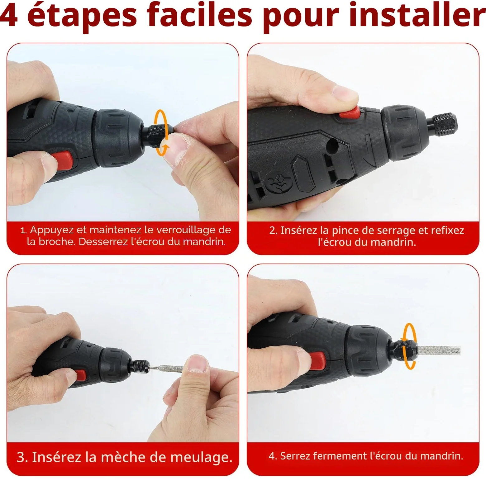 Affûteur de Chaîne de Tronçonneuse Électrique Sans Fil, Aiguiseur | avec 9 Têtes de Meulage, Brosse en Alliage & Guide d’Angle Réglable 25°/30°/35°, USB, pour Tronçonneuses
