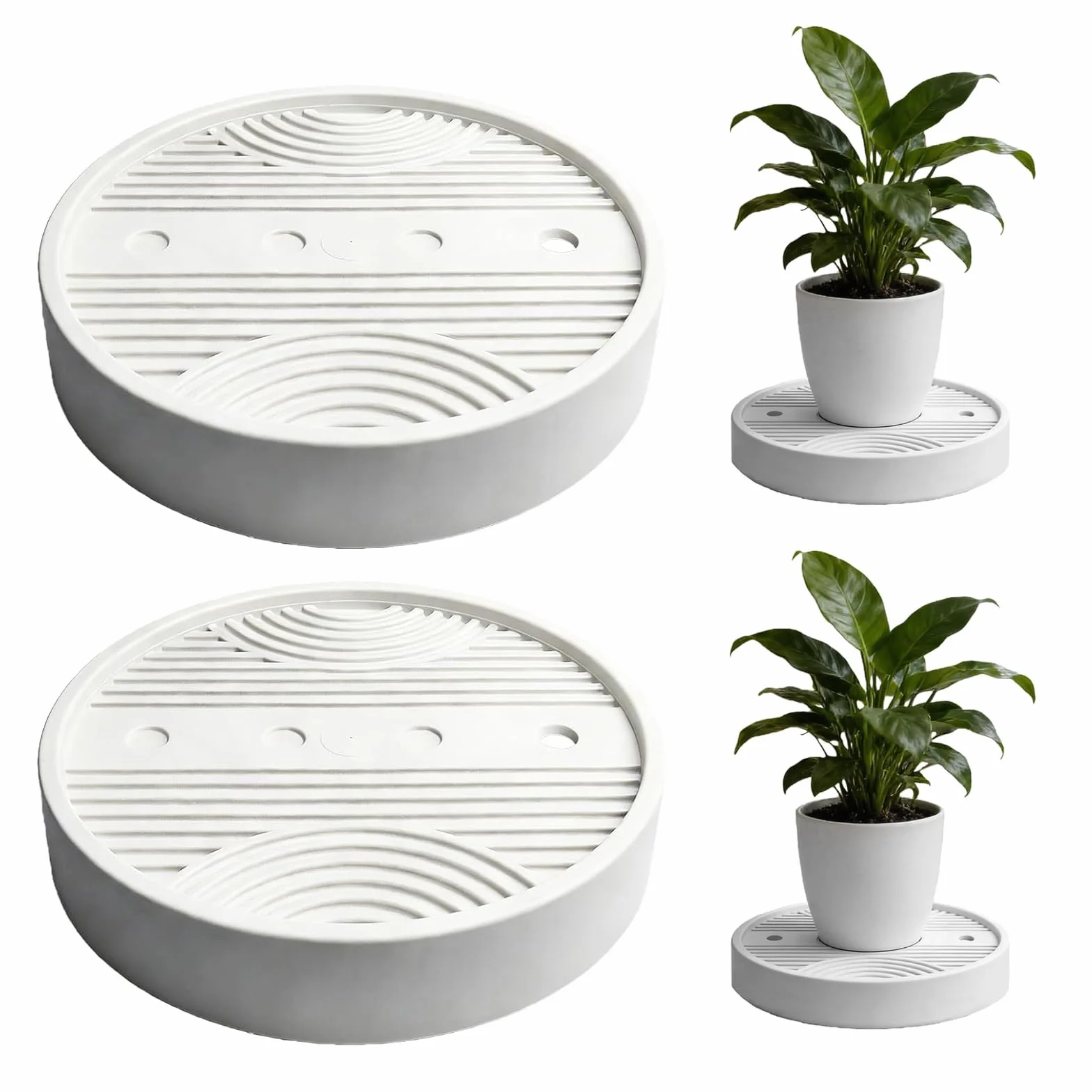 Porte Plante à Roulettes Lot de 2 Supports de Pots de Fleurs 28 cm