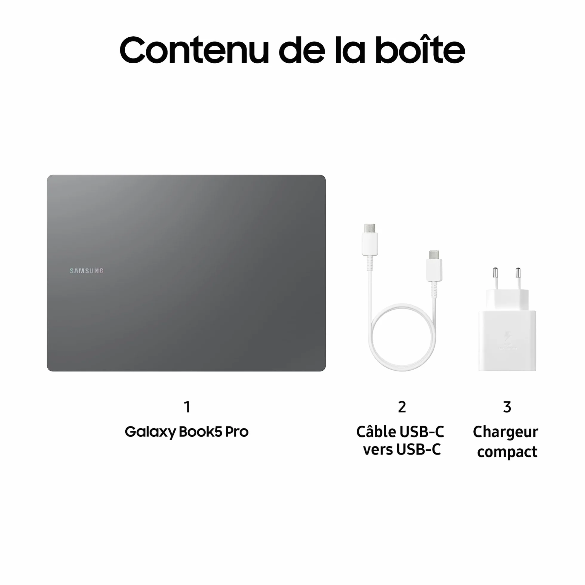 Samsung Galaxy Book5 Pro 16" Ordinateur Portable Intel Core Ultra 7 16 Go RAM 1To Clavier AZERTY FR Anthracite