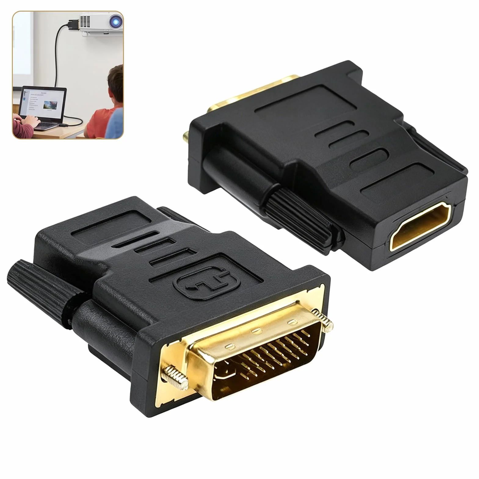 Adaptateur DVI vers HDMI 24+1, DVI-D mâle à femelle, contacts plaqués or pour PC, moniteurs, TV