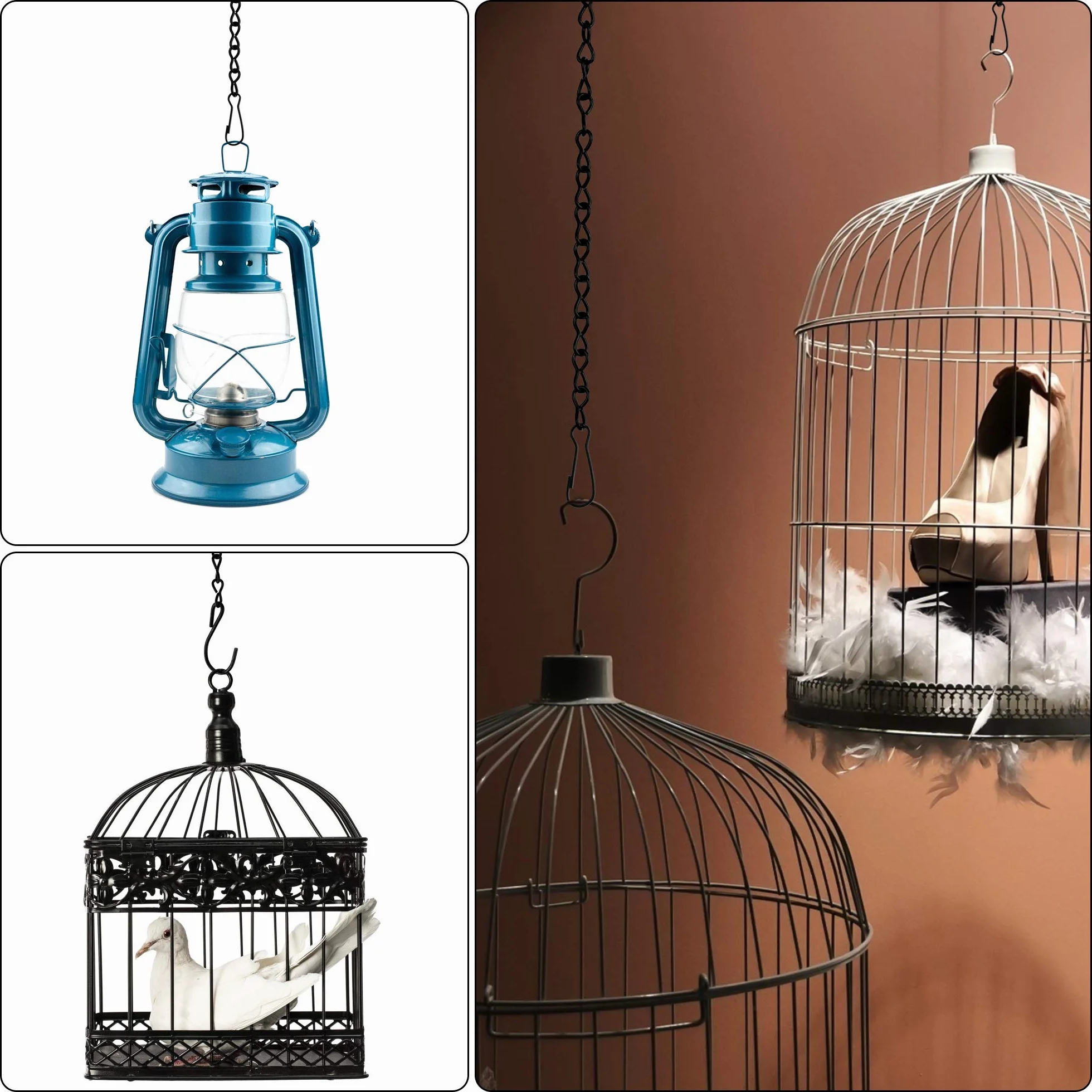Chaîne de Suspension 50 cm 6 Ensembles, Chaîne en Métal pour Plantes, Suspension Plante Macramé Décoration Jardin (Noir)