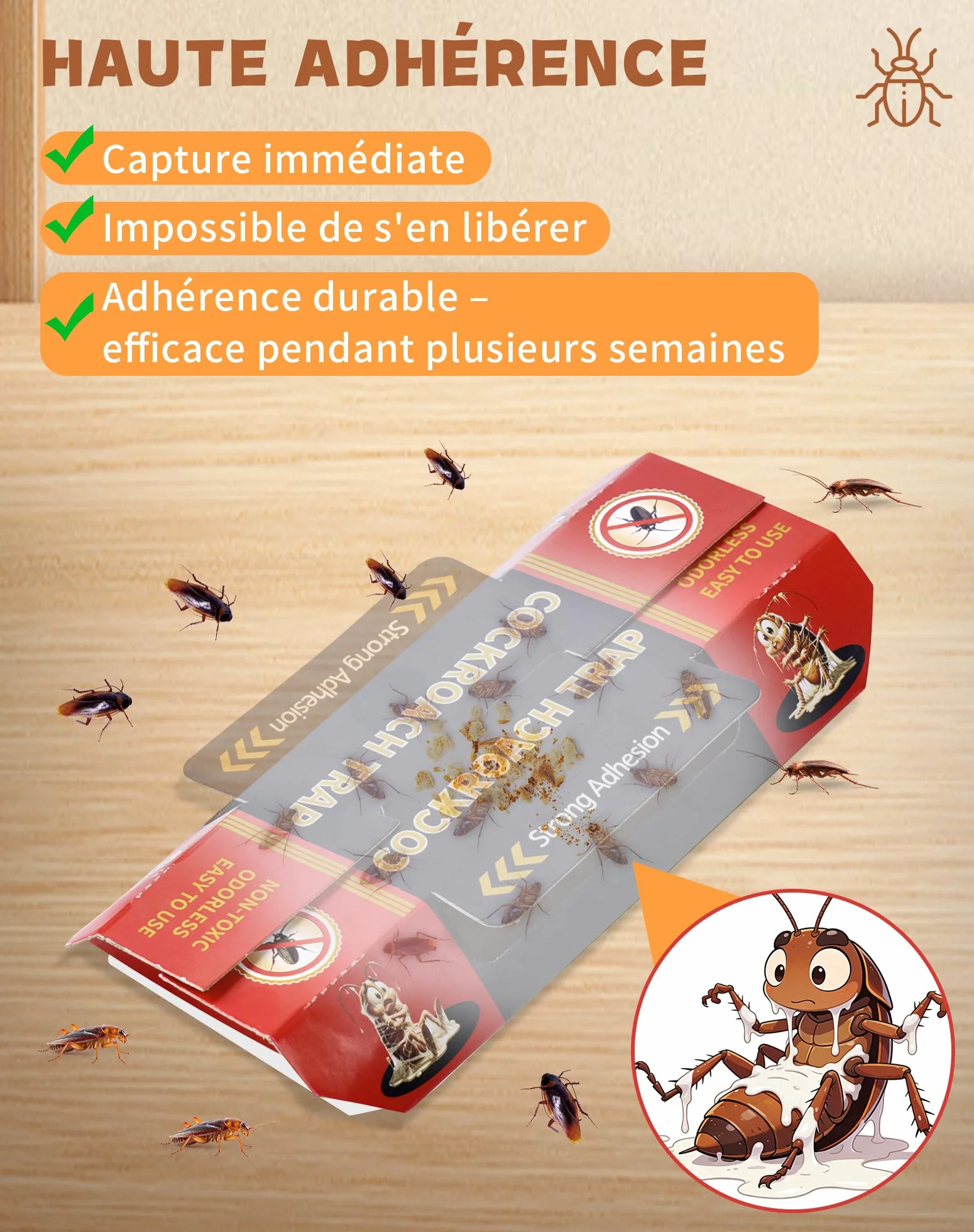Piège à Cafard Professionnel Puissant 30 Pièces Anti Cafards Attrape Blatte Cuisine Salle de Bain
