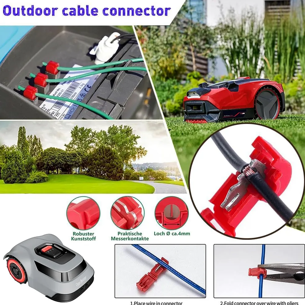 Cable Peripherique Robot Tondeuse 300m,Fil Robot Tondeuse,Universelles Cable Tondeuse+120 Piquets+50Connecteurs de Câble+50Bornes de Connexion,Tondeuse Gazon Fil Périphérique,Accessoires pour tondeuse