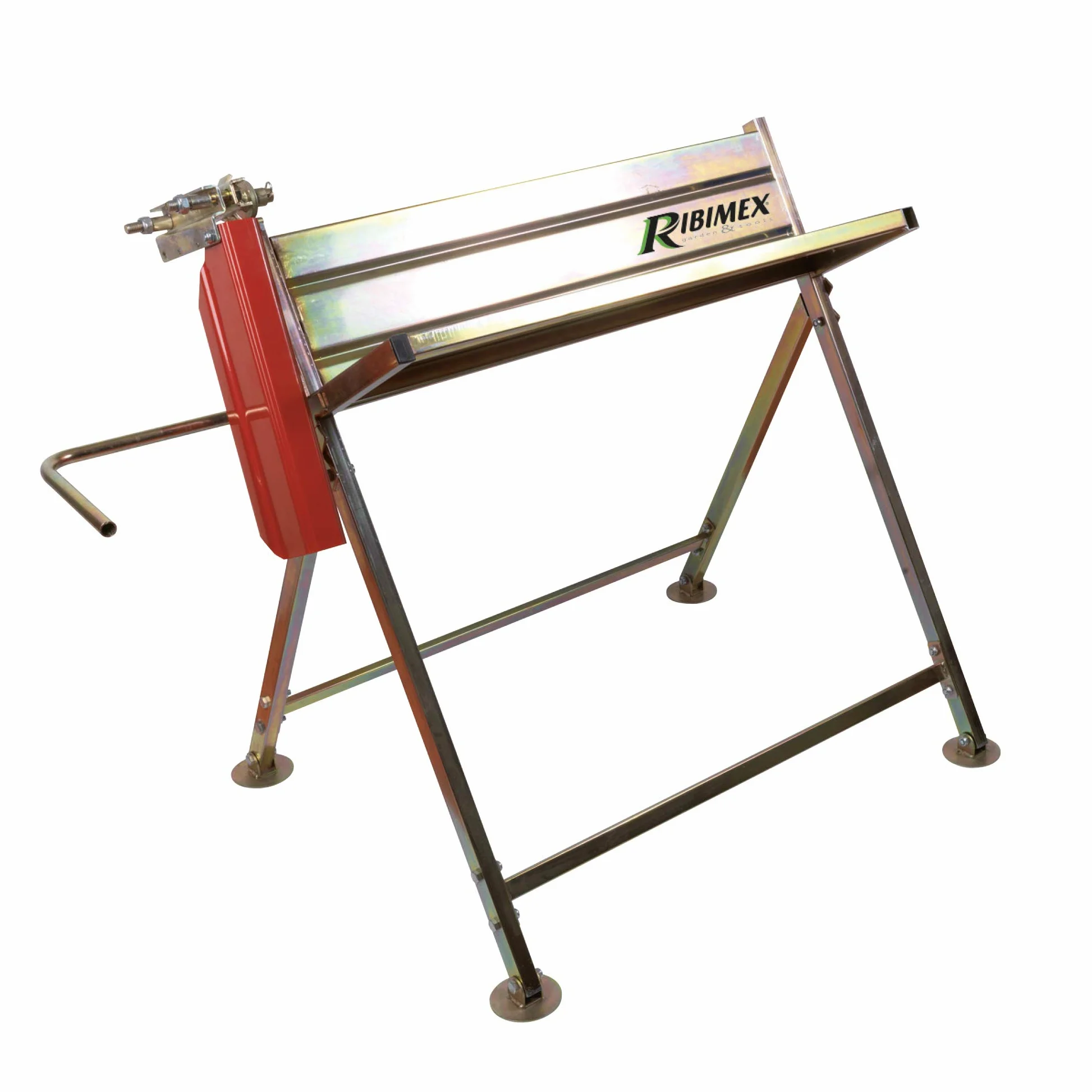 Ribiland 06688 - Chevalet à Bûche - en Or Métal - avec Support Tronçonneuse - Réglable
