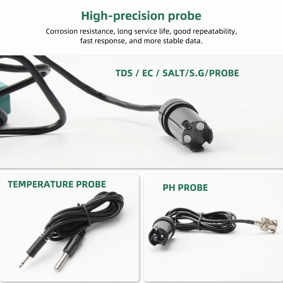 Testeur de qualité de l'eau 6 en 1 WiFi Moniteur de qualité de l'eau multiparamètre Numérique PH/Solides totaux dissous/EC/S.G/Salt/Temp Meter pour Aquaculture Piscine