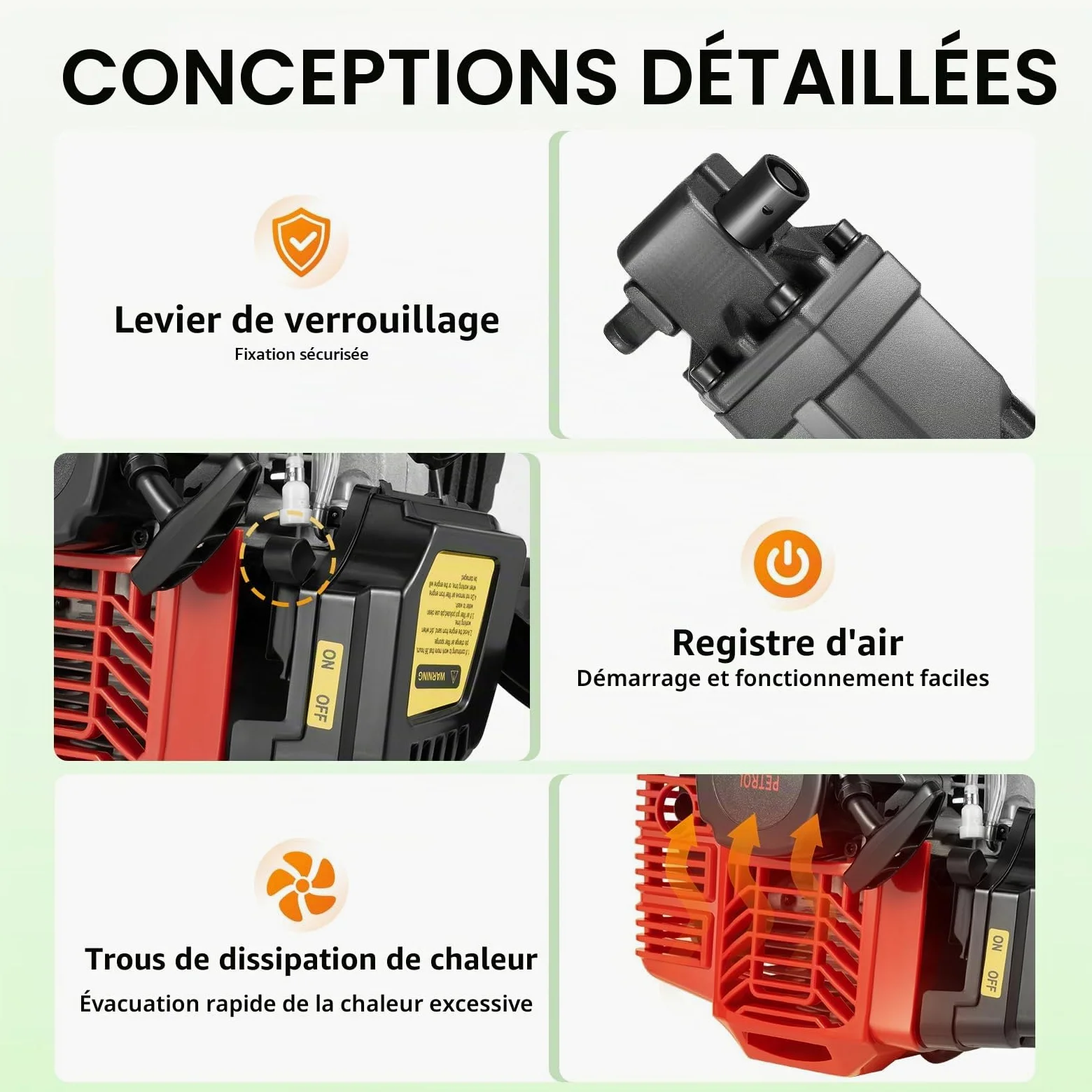 52CC 2-Temps Démolisseur Manuel à Essence Portable Pelle de Jardin Pelle d’Arbre Pelle de Jardin pour la Plantation de Jeunes Arbres en Forêt, Supports de Vigne, Plantation de Légumes