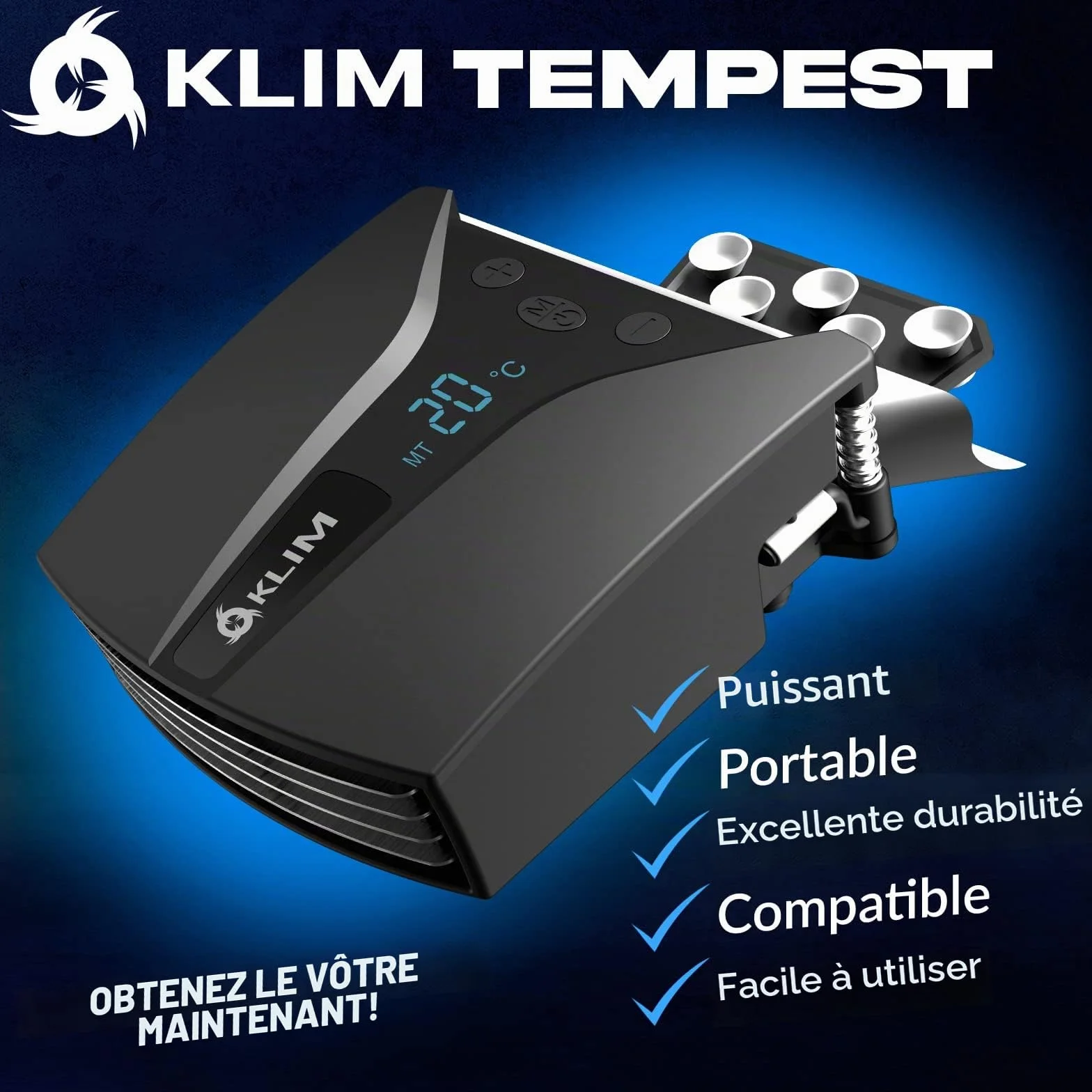 KLIM Tempest Refroidisseur PC Portable 4000 RPM Automatique Manuel
