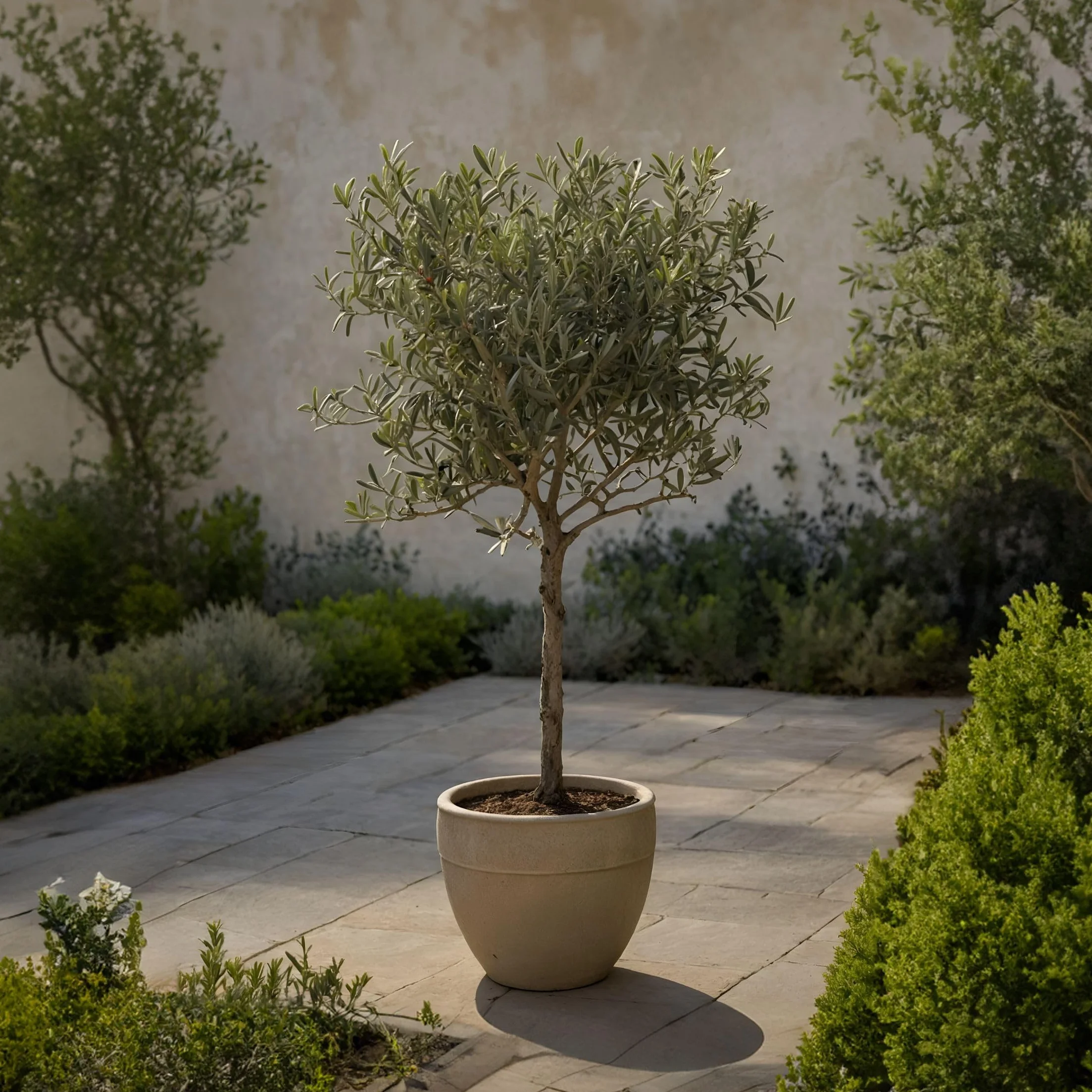 Olea Europaea Oliviers sur tige Set de 2 Pot 21cm Hauteur 90-100cm