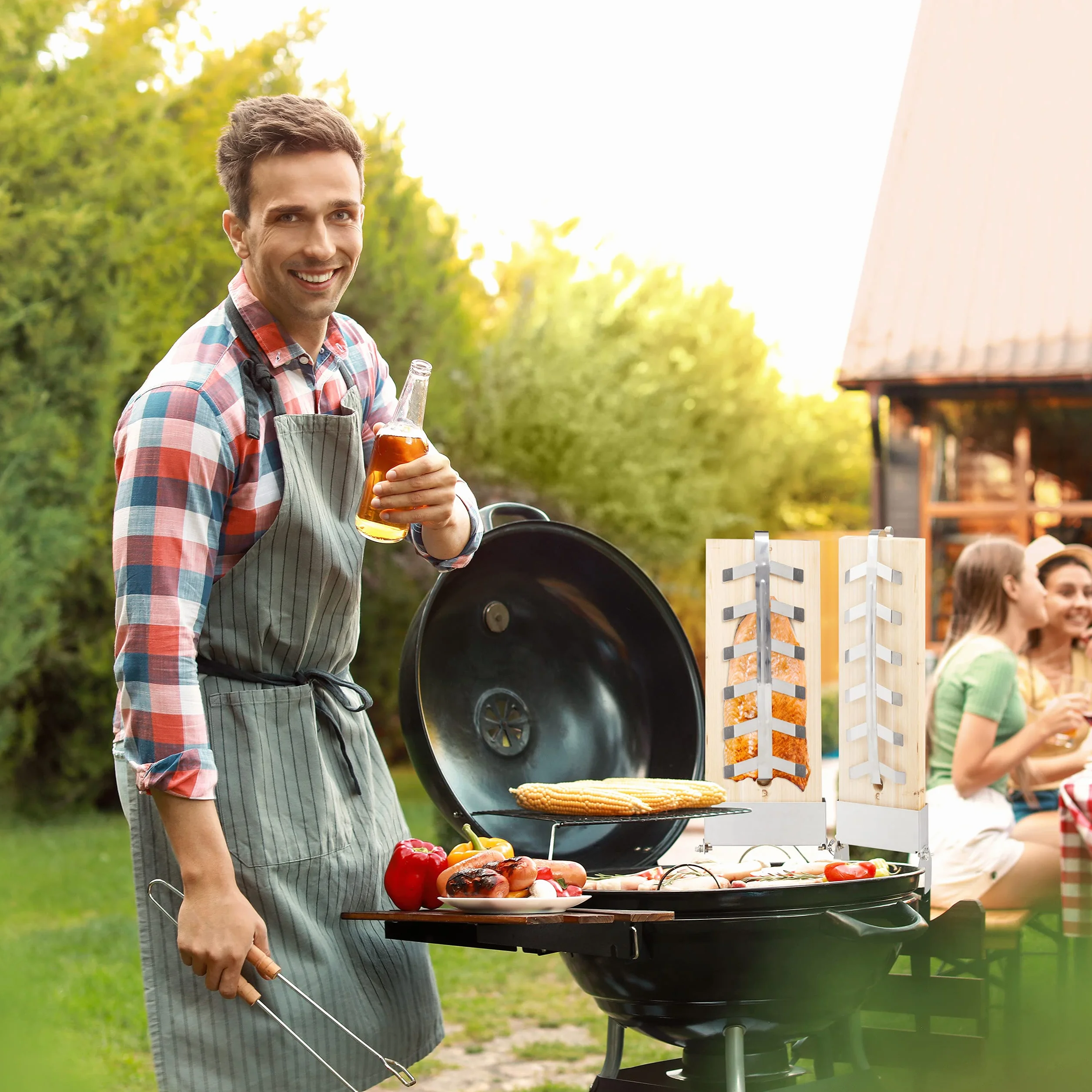 Planche à Saumon en Bois de Cèdre Lot de 2, 55 x 20 cm, avec Support pour Grillades