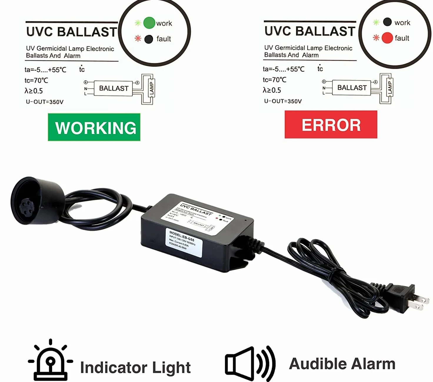 Bellerofonte Stérilisateur Eau Lampe UV 6W Débit 2L/min Micro Filtration Osmose Inverse Aquarium