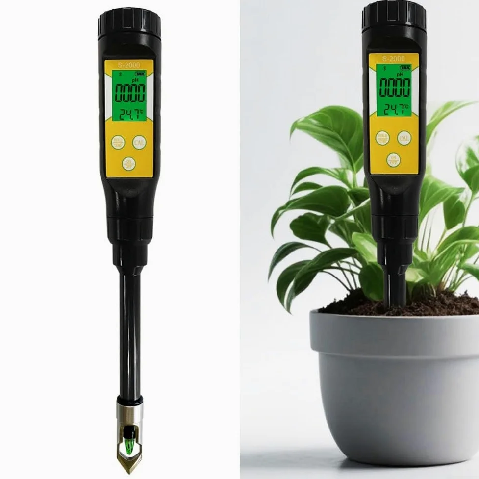 Testeur de pH du sol sans fil avec application smartphone, testeur numérique de température et d'acidité pour pots de jardin et agriculture, étanche IP67, design compact