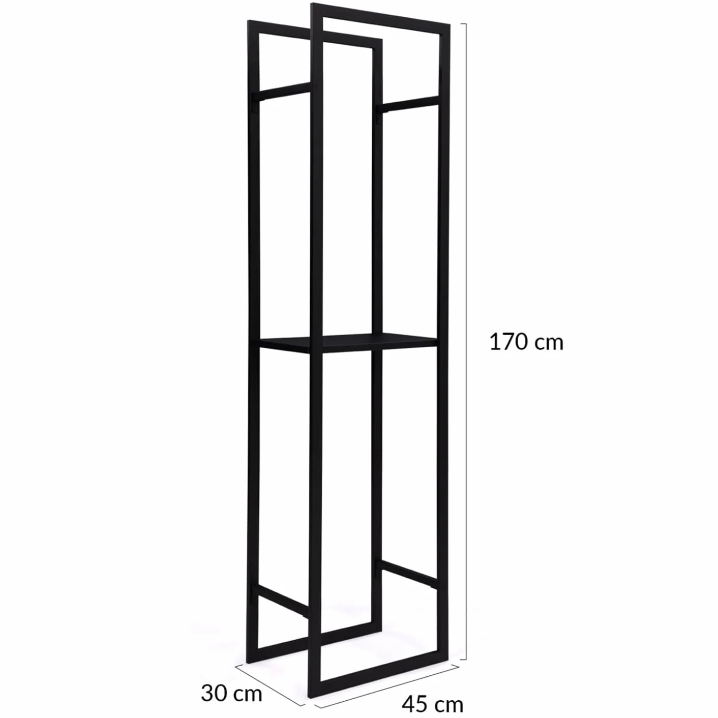 Range bûches Vertical Acier Noir H.170 CM pour cheminée